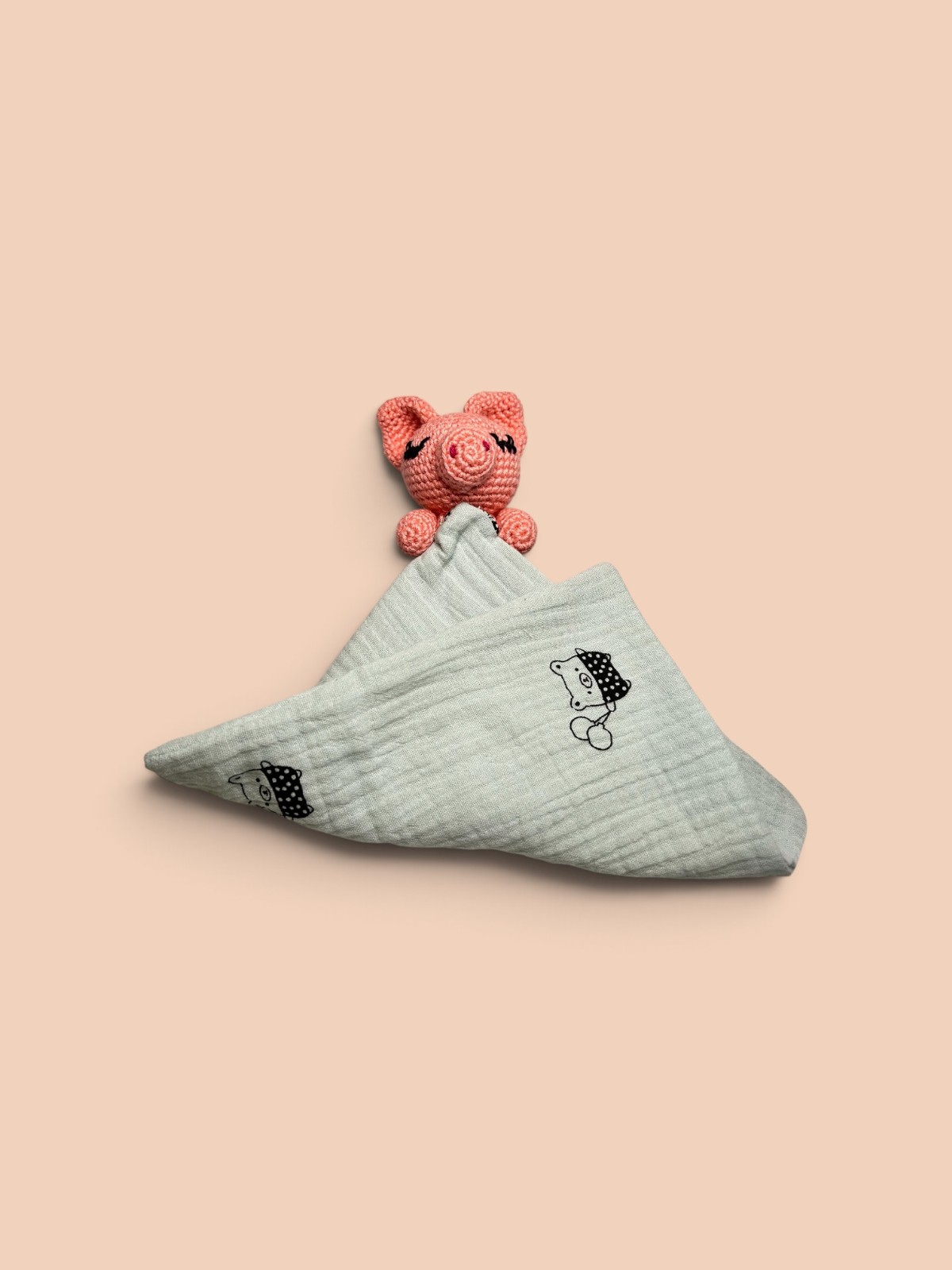 Knuffeldoekje met gehaakt varkentje - 152472 Knuffeldoekje met gehaakt varkentje