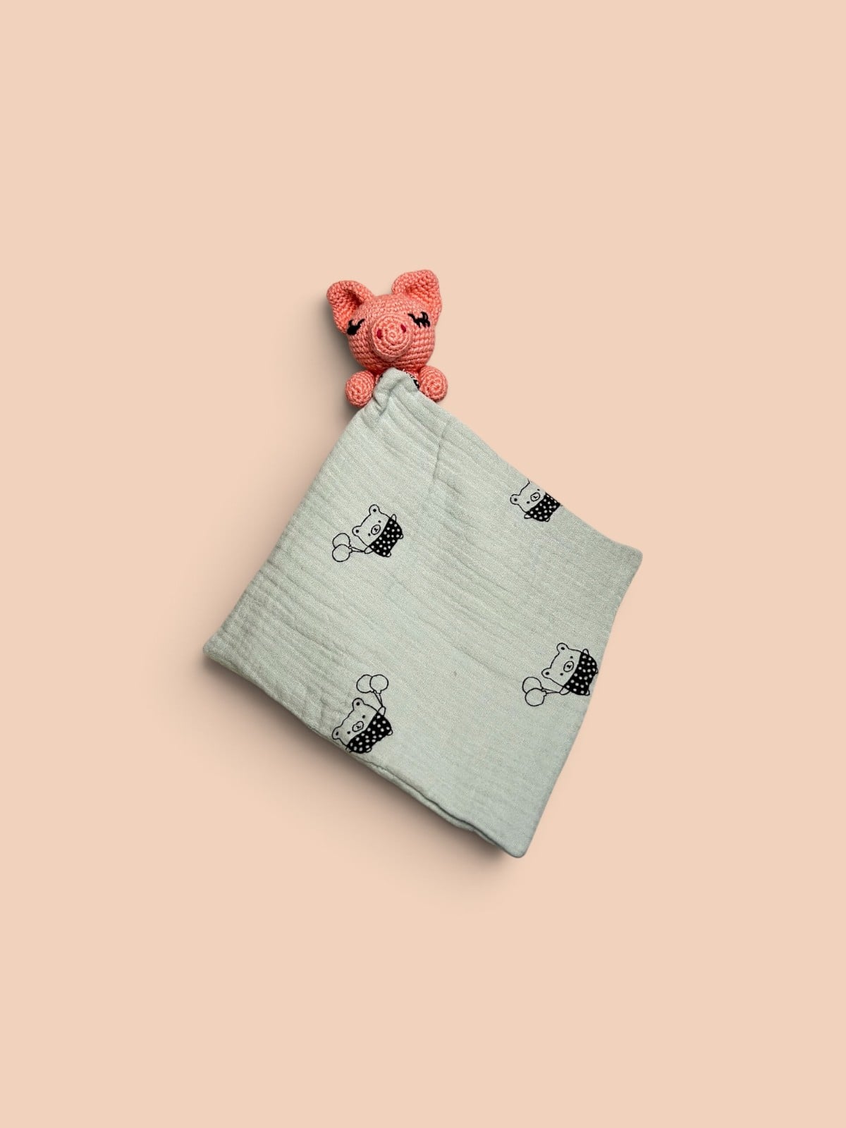 Knuffeldoekje met gehaakt varkentje - 152475 Knuffeldoekje met gehaakt varkentje
