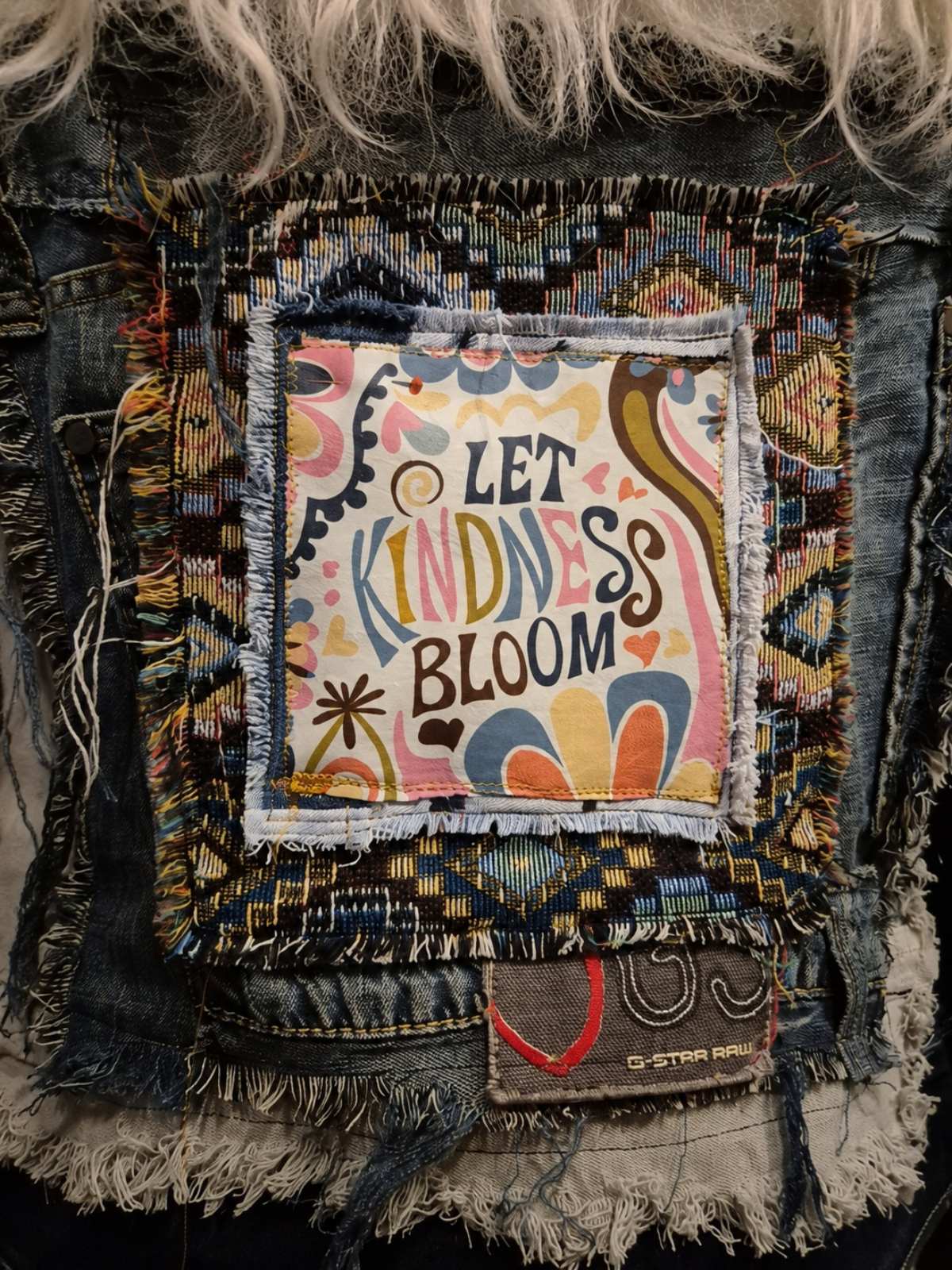 Let Kindness Bloom – One of a Kind Upcycled Denim Jacket - 154606 Let Kindness Bloom – One of a Kind Upcycled Denim Jacket