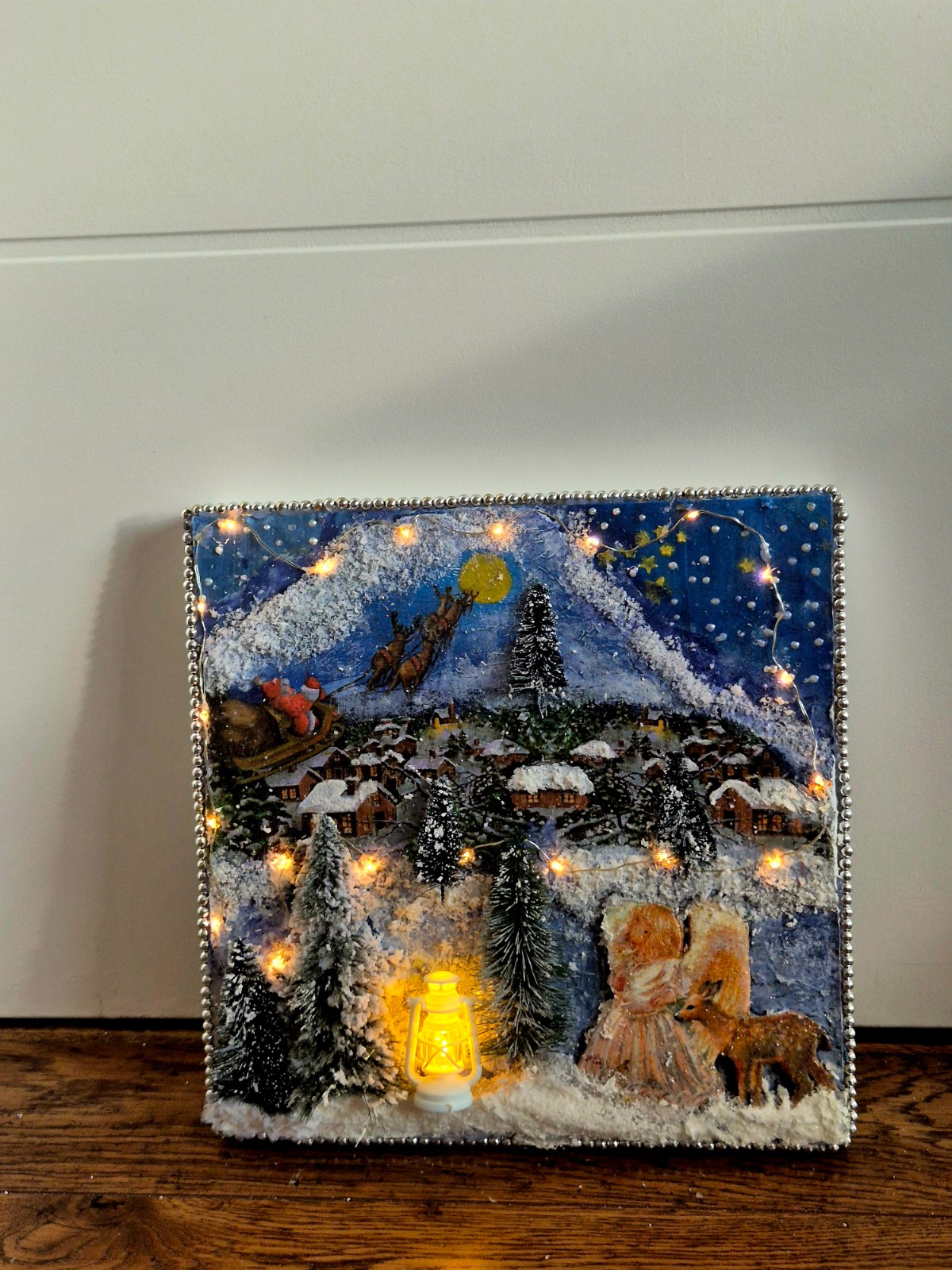 Magische Winternacht – Verlicht Mixed Media Wintertafereel 32 × 32… - 153417 Magische Winternacht – Verlicht Mixed Media Wintertafereel 32 × 32 cm