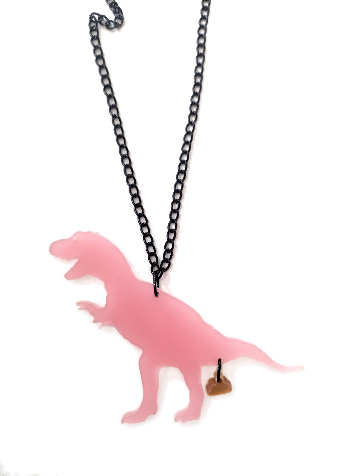 The Golden Turd ketting (T-rex) roze