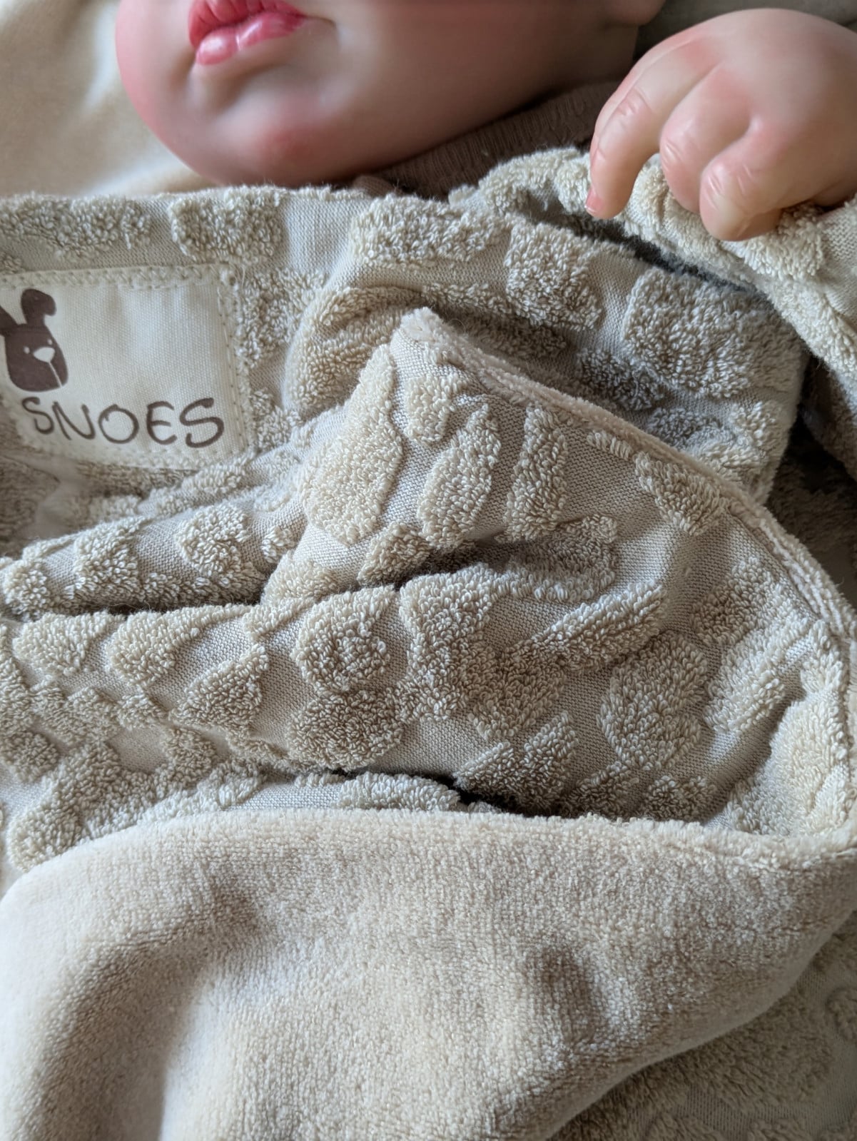 Luxe wikkeldeken 3D Panter Beige - Babybadstof & Nicky Velours ( 75 x 75 cm)