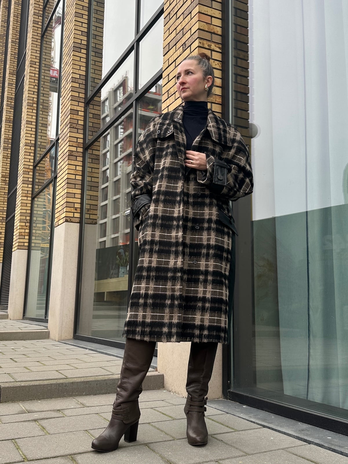 Dames jas, herfst/lente jas, funnel neck coat