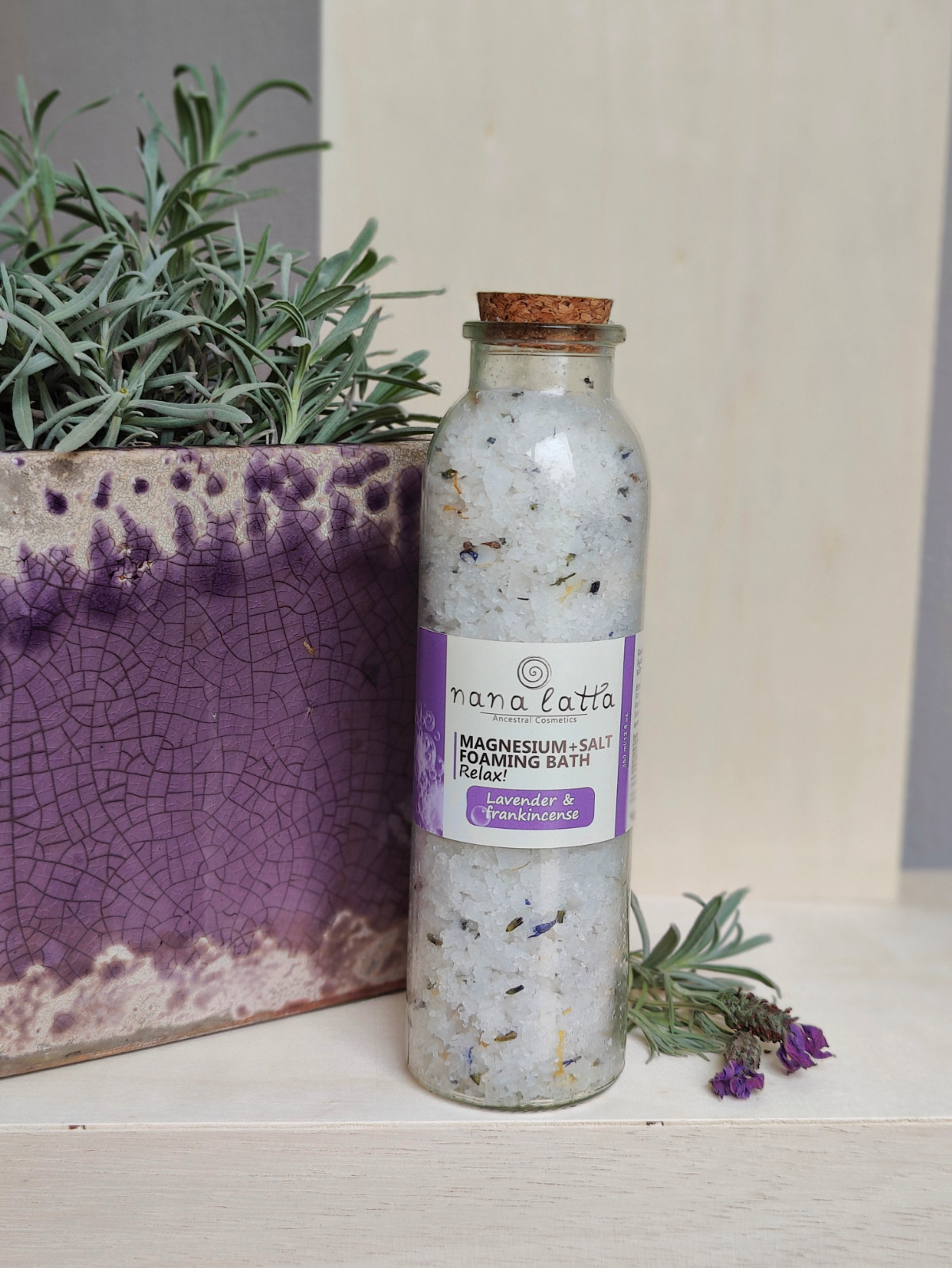 Magnesium + Salt Foaming Bath Relax! met Lavendel & Wierook 350 ml