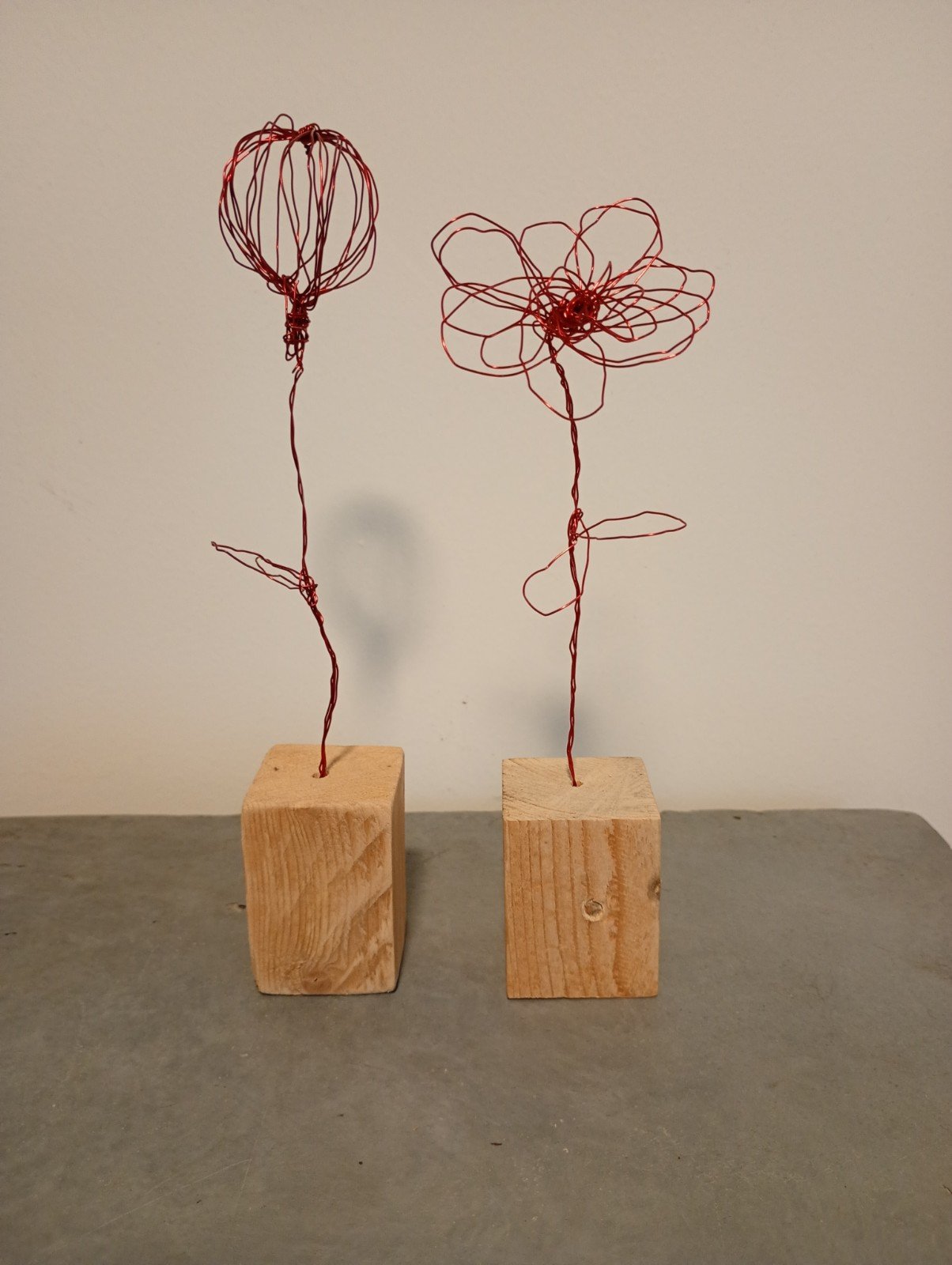 Decoratie, 2x bloem ijzerdraad, BILLIE-2, rood - 103876 Decoratie, 2x bloem ijzerdraad, BILLIE-2, rood