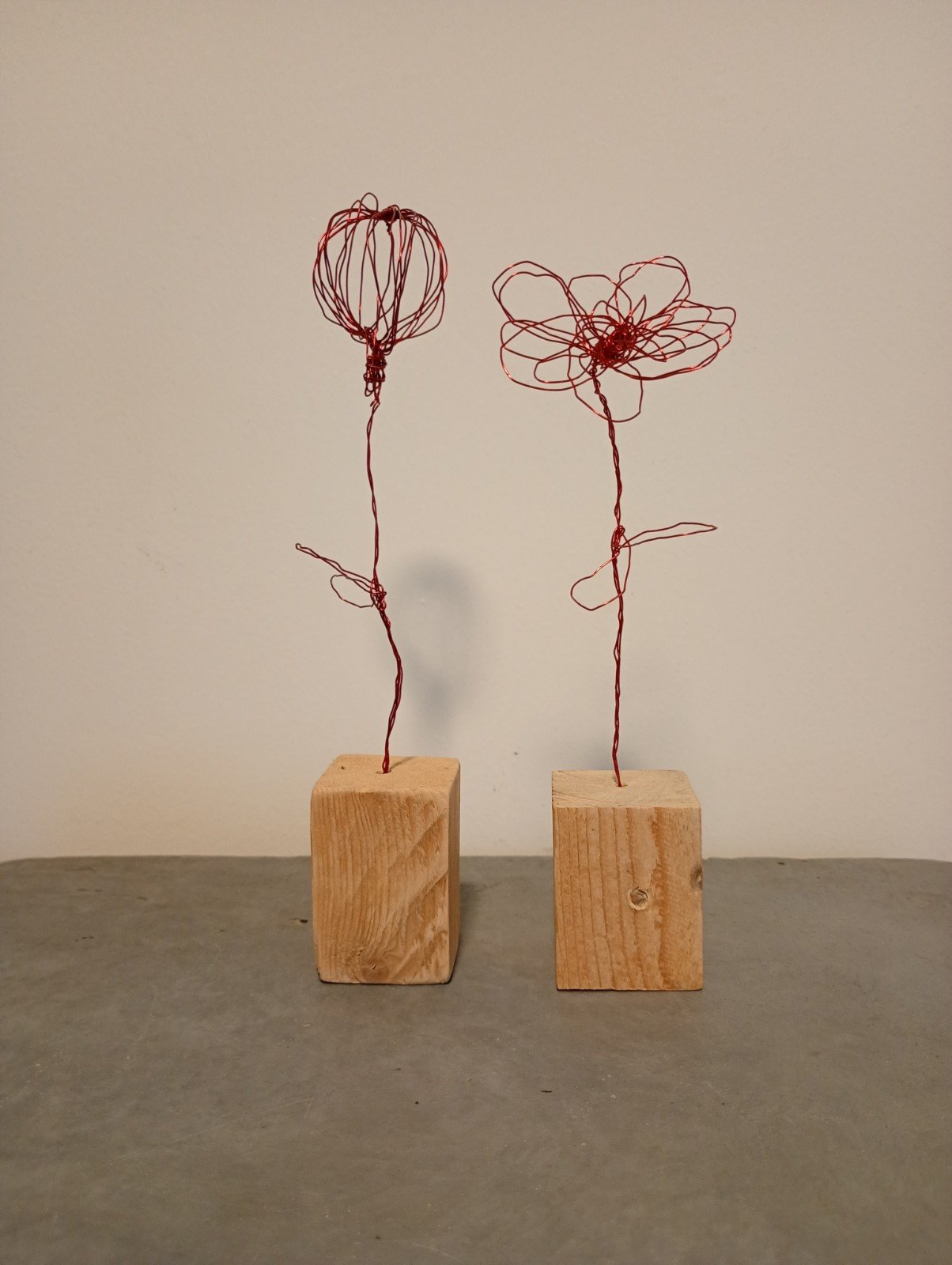 Decoratie, 2x bloem ijzerdraad, BILLIE-2, rood - 103877 Decoratie, 2x bloem ijzerdraad, BILLIE-2, rood