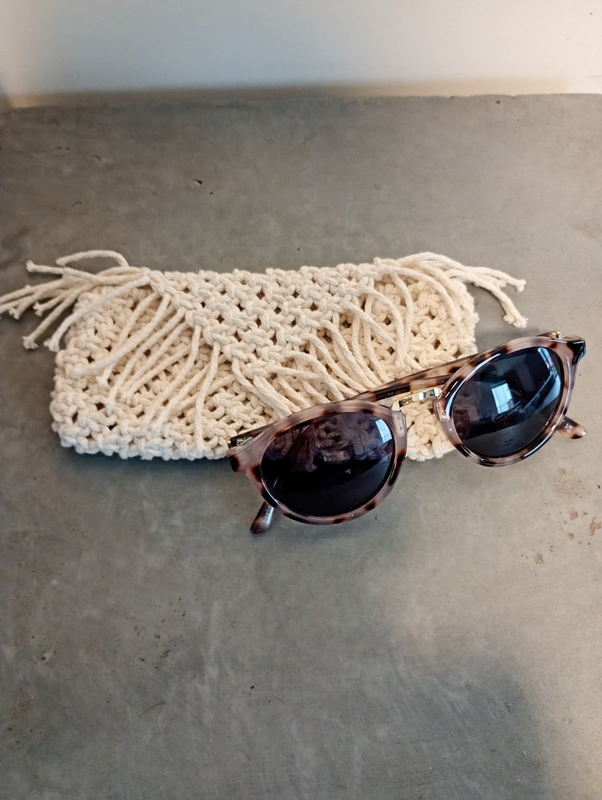 accessoire, zonnebril-etui JUUL-1, macramé, écru - 103860 Zonnebril-etui, macramé, écru