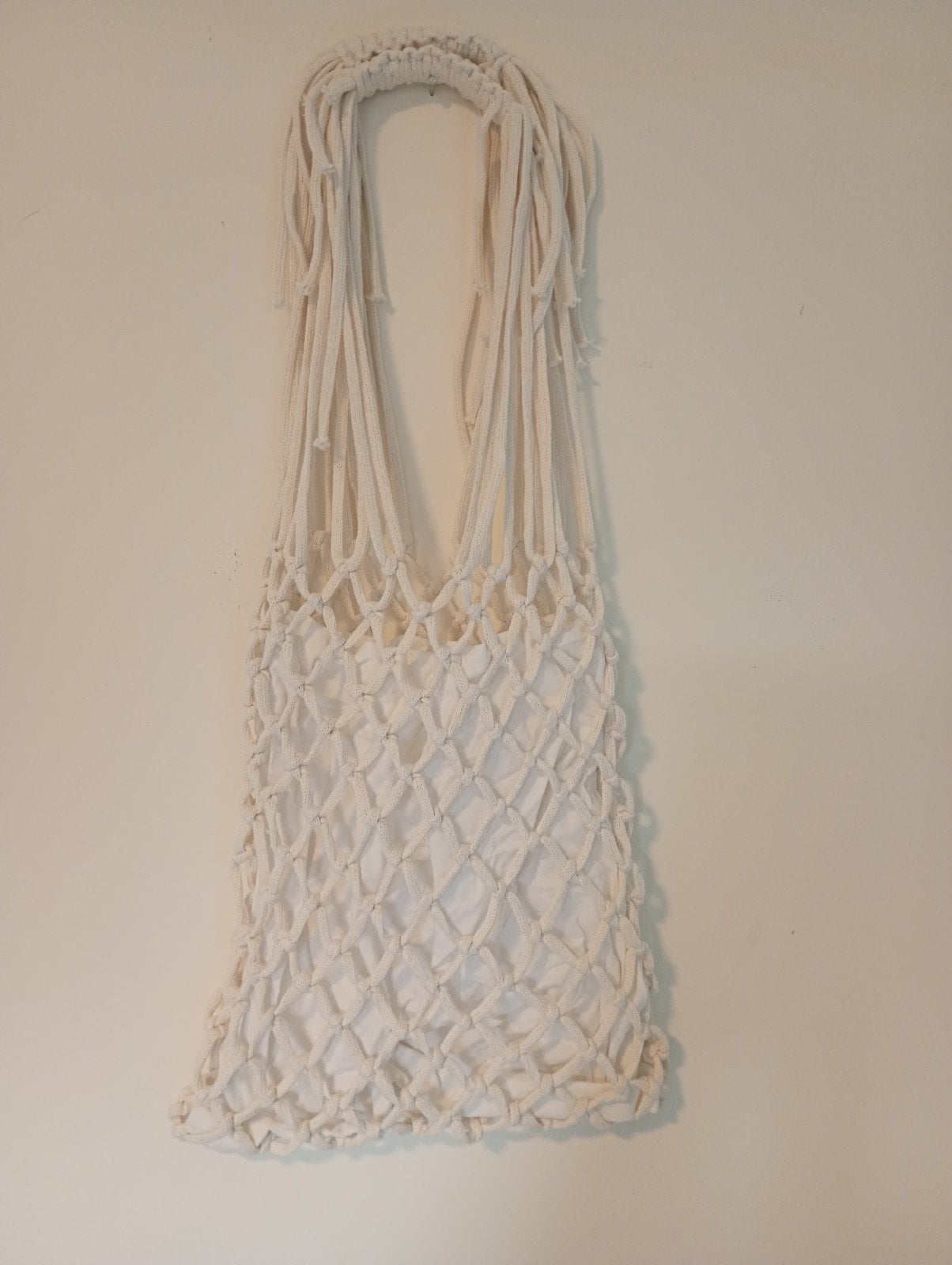 tas, macramé met binnenzak, wit