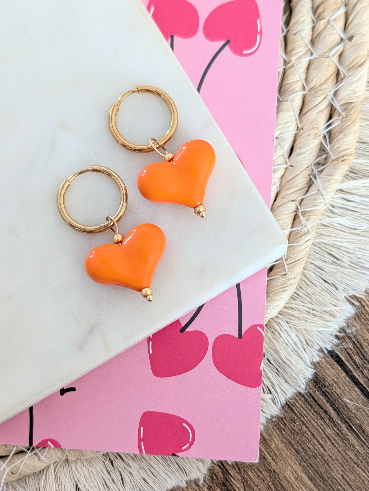 Koningsdag oorbellen hart