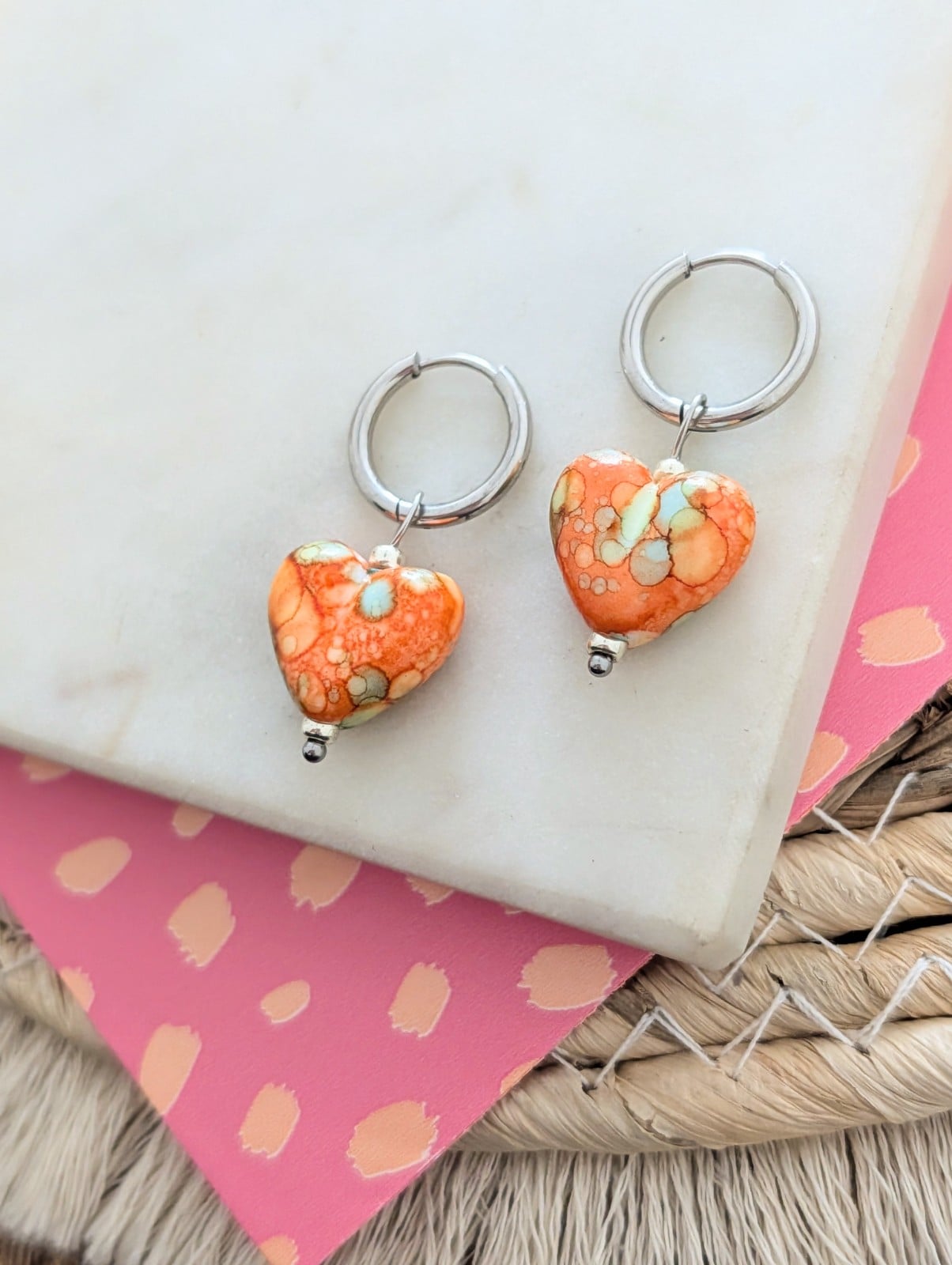 Koningsdag oorbellen hart zilver