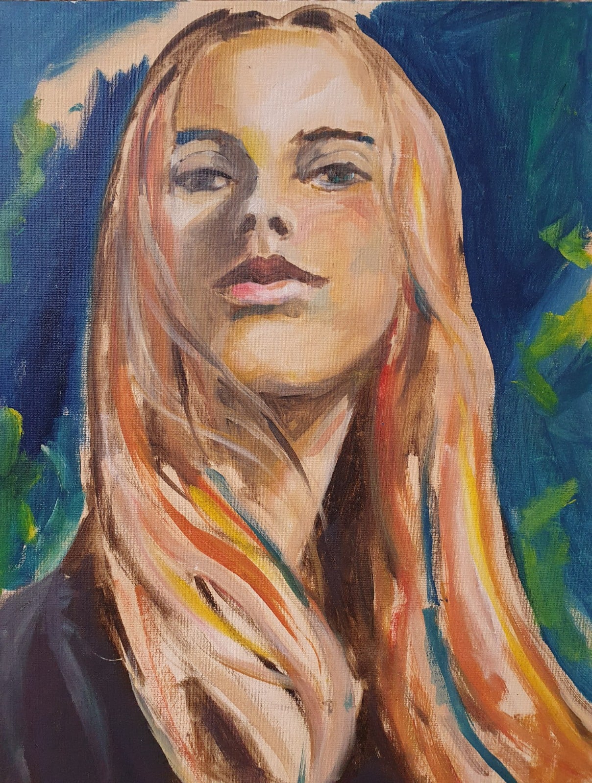 "new York"Origineel olieverf schilderij – vrouwenportretA3 Olieverf… - 107385 "new York"Origineel olieverf schilderij – vrouwenportretA3 Olieverf Schilderij – Portret van een Krachtige Vrouw | New York Boho Kunst op Canvasboard