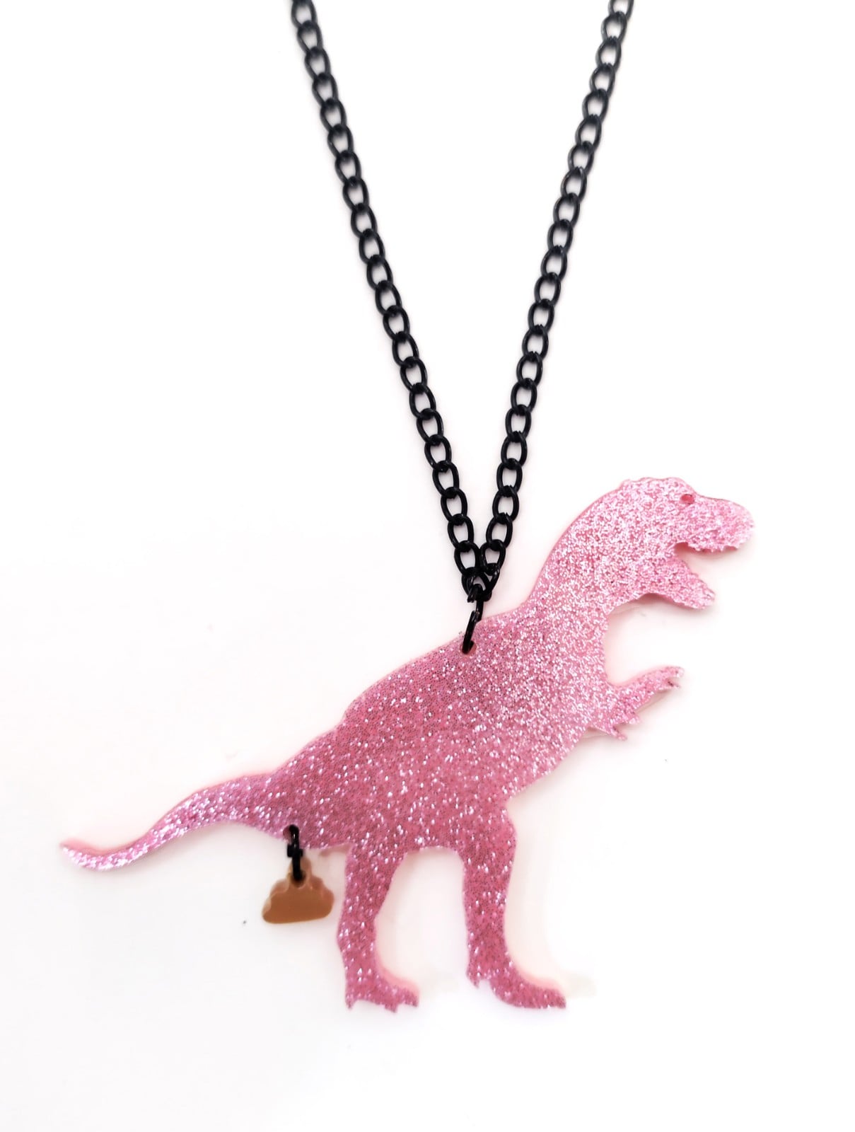 The Golden Turd ketting (T-rex) glitter