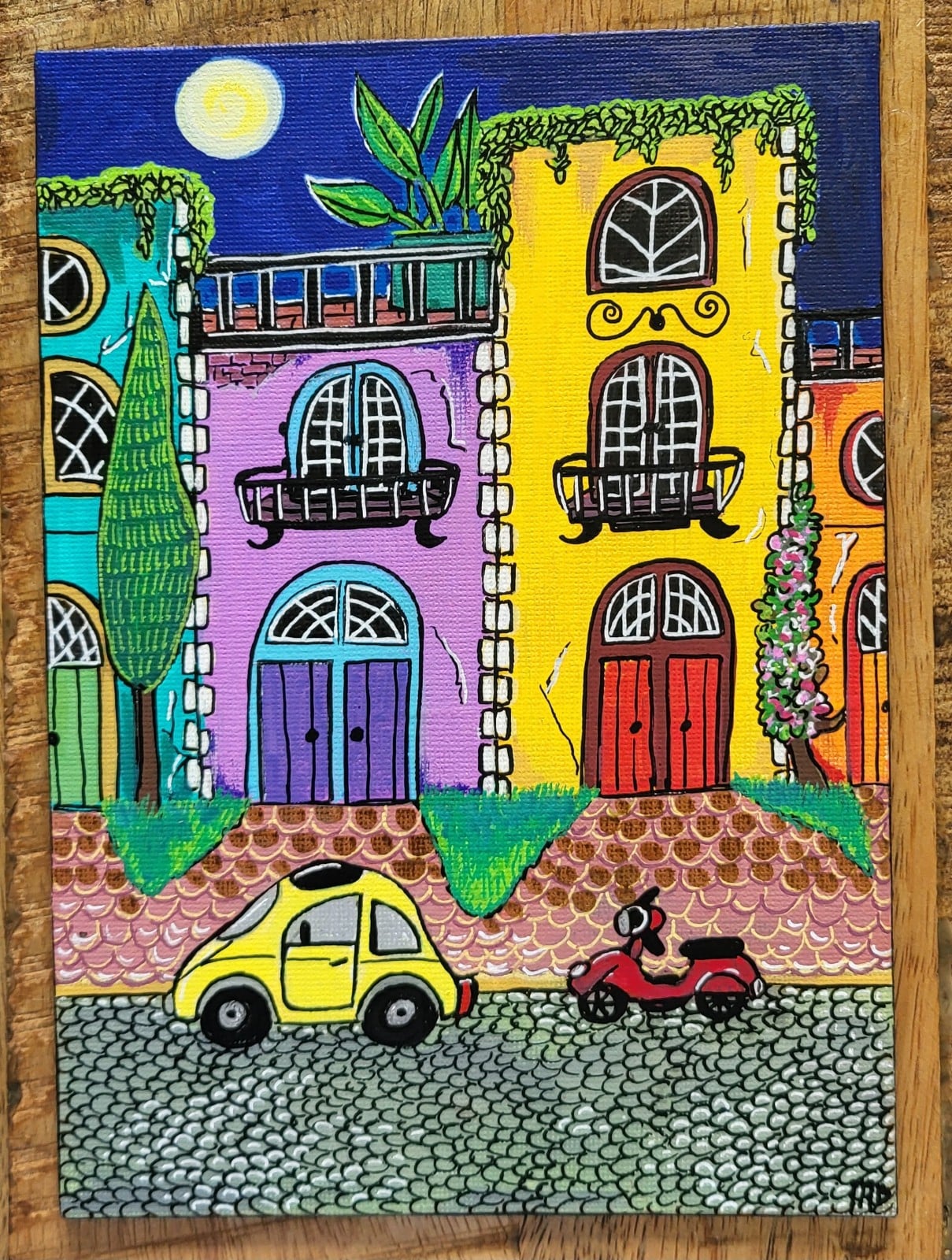 'Ergens in Rome' origineel acrylschilderij 21x15 - 151059 Canvas 'Ergens in Rome' origineel acryl schilderij 21x15