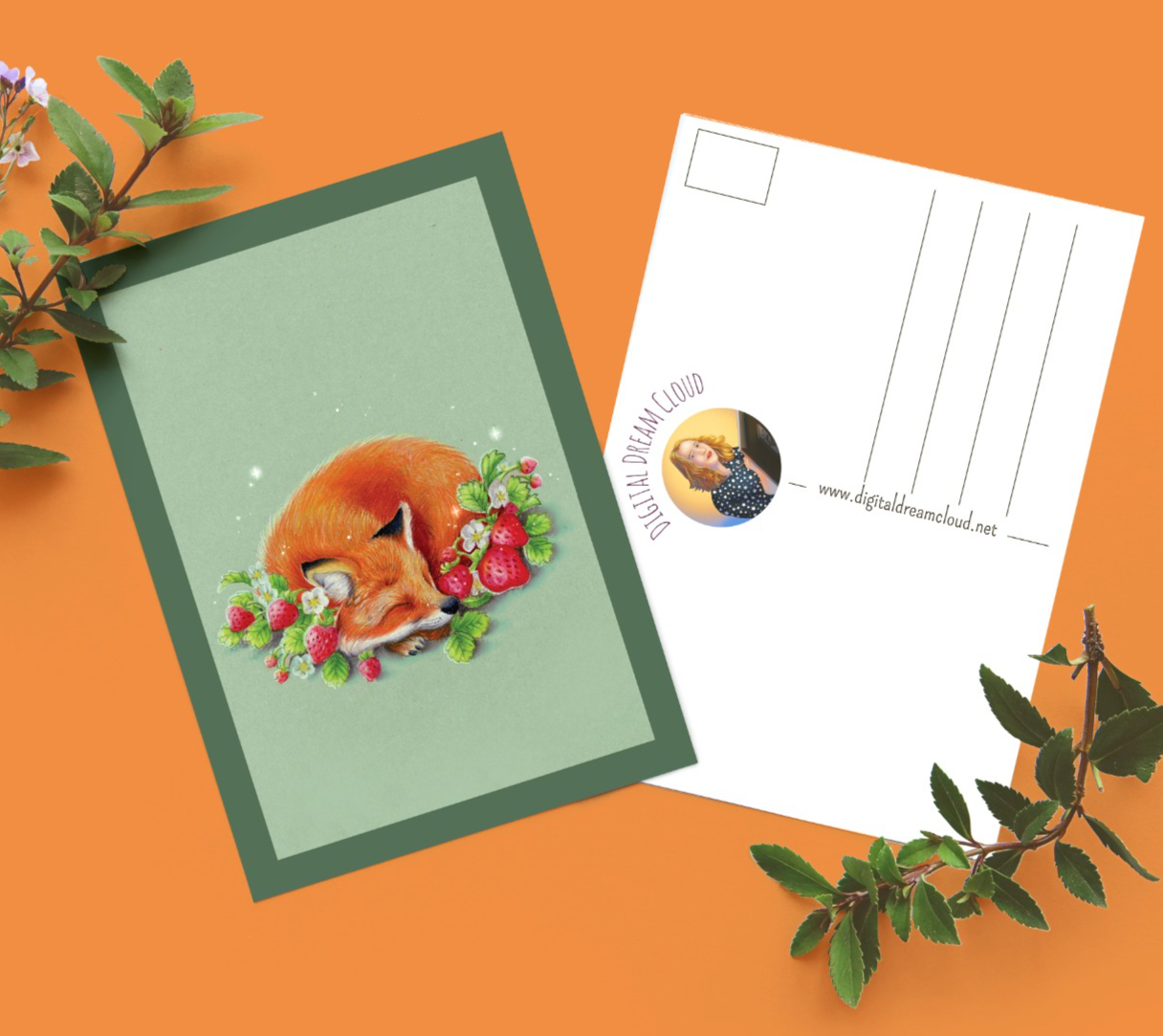 Wens kaart verjaardag A6 Vos aardbeien