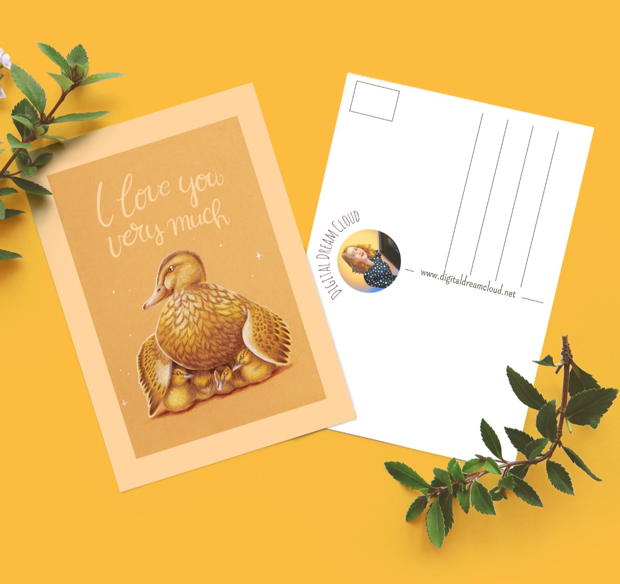 Wens kaart verjaardag Moeder eend I love you very much
