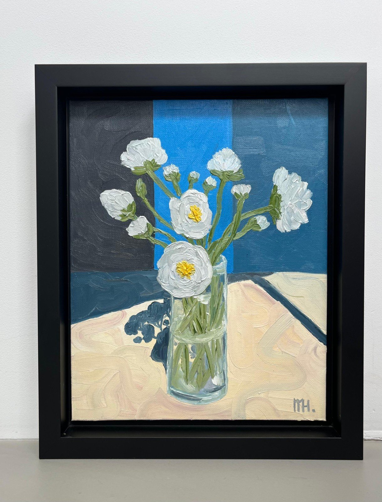 Schilderij "Flowers + blue" - origineel kunstwerk in olieverf - 88271 Schilderij "Flowers + blue" - origineel kunstwerk in olieverf