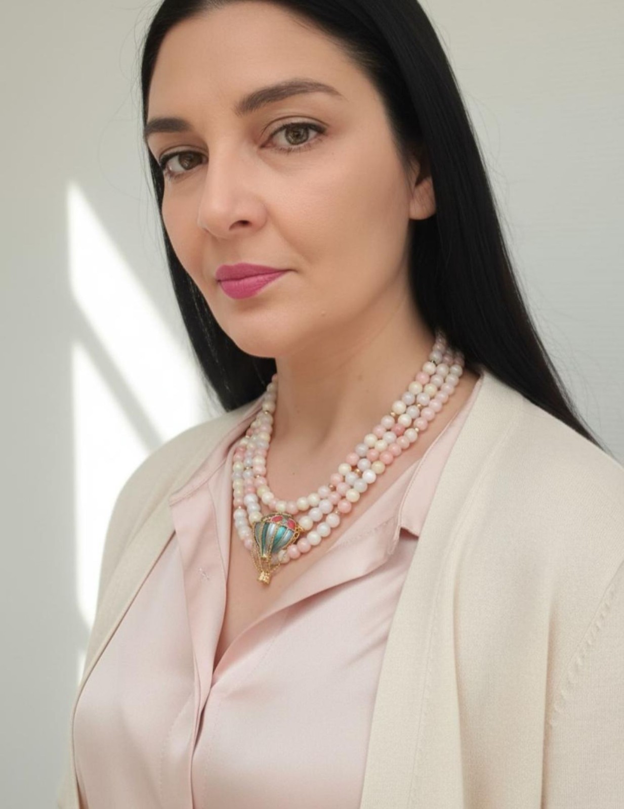 Morganiet ketting met broche van een heteluchtballon - uniek stuk