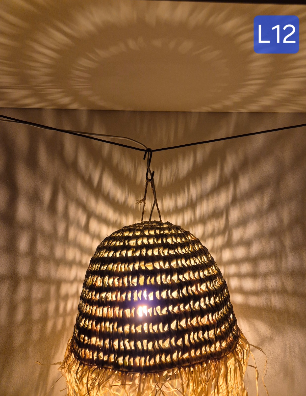 Moroccan (Doum)Pendant Light β Handwoven Palm Leaf Lamp β Boho Stβ¦ - 132496 Moroccan (Doum)Pendant Light β Handwoven Palm Leaf Lamp β Boho Straw & Rattan Hanging Light