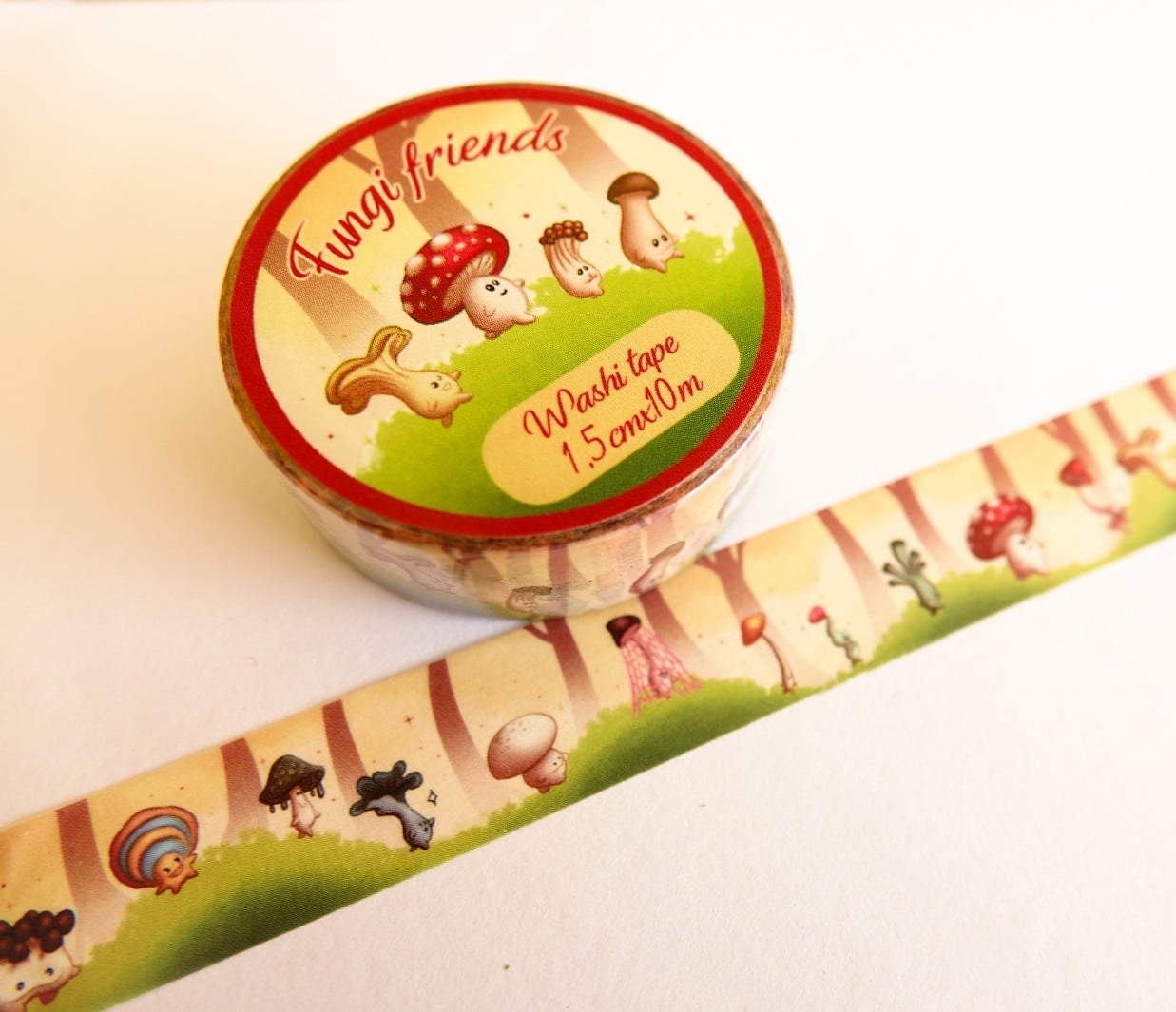 Washitape Fungi friends paddestoelen herfst 1,5cx10m - 153923 Washitape Fungi friends paddestoelen herfst 1,5cx10m