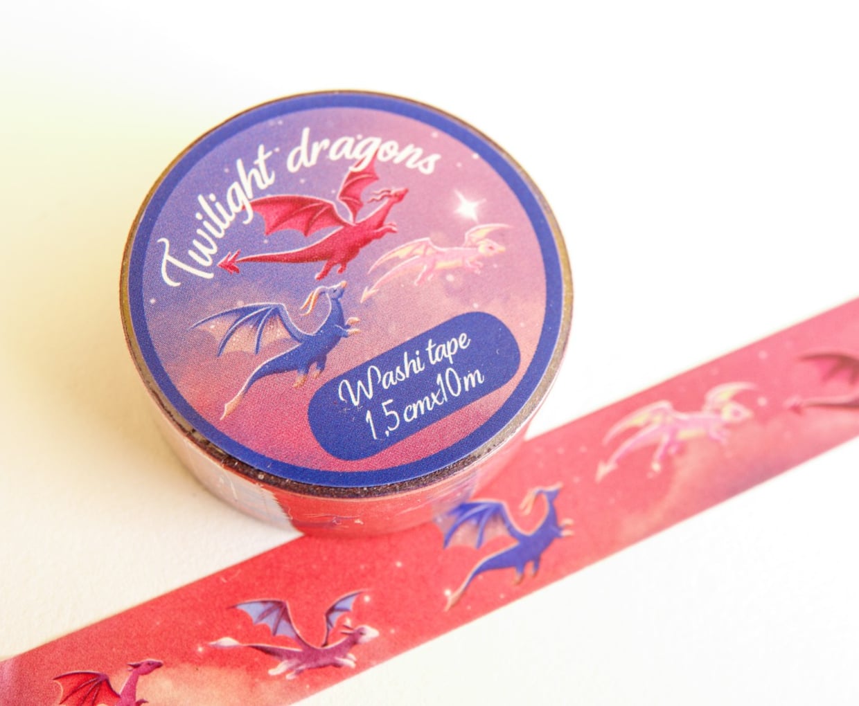 Washitape Twilight dragons, draken, fantasy, schattig, journaling 1,5… - 153942 Washitape Twilight dragons, draken, fantasy, schattig, journaling 1,5cmx10m