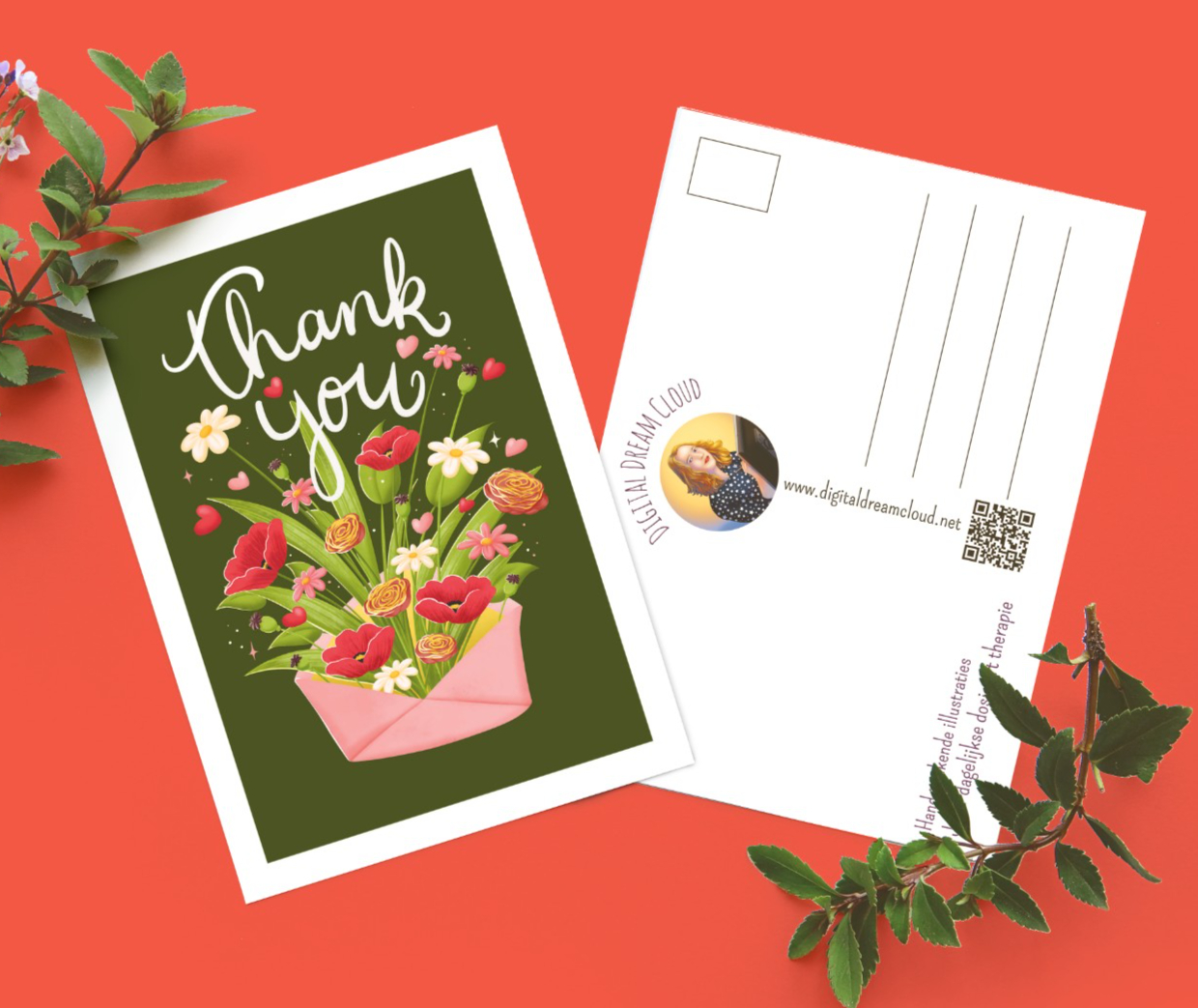 Thank you bloemen envelop kaart A6 - 131577 Thank you bloemen envelop kaart A6