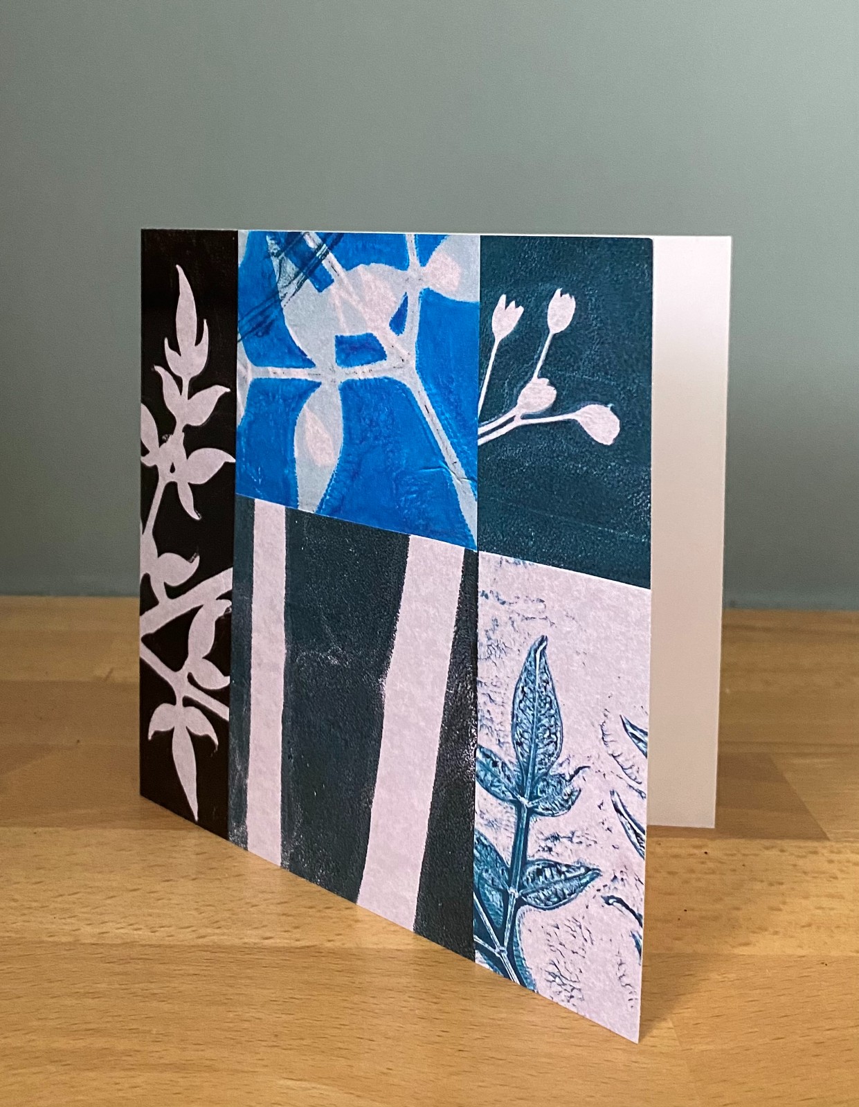 Kunstkaart natuur monotype collage