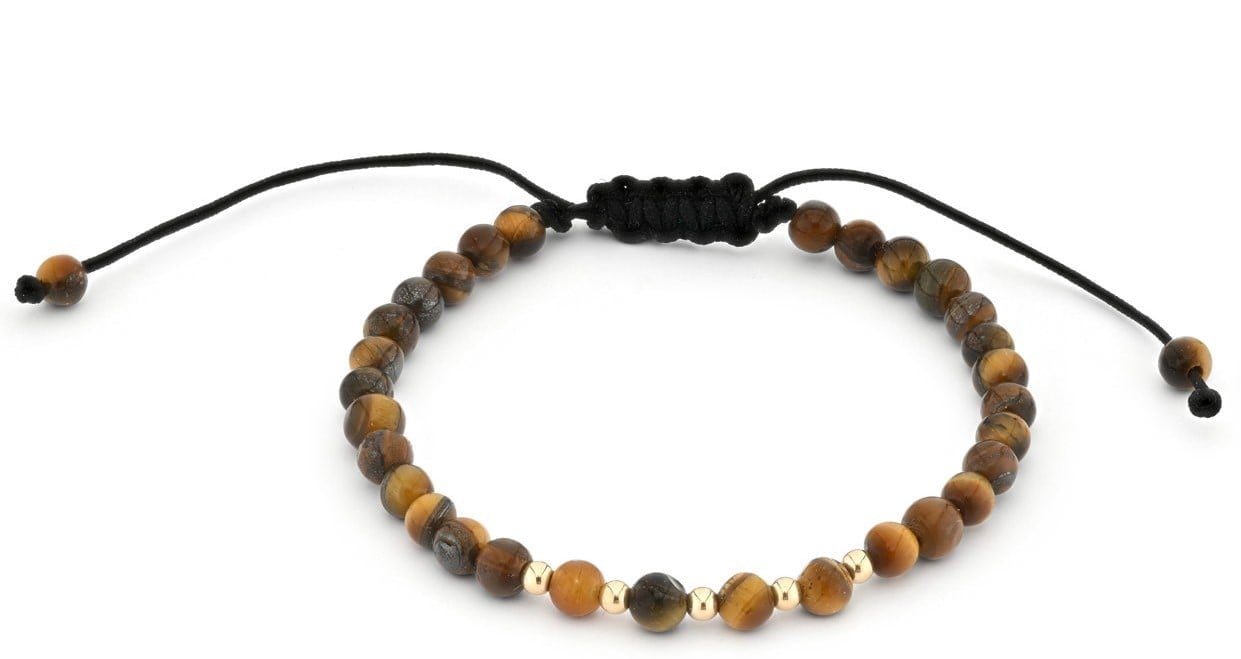 Tijgeroog armband met 14 karaat gouden kralen van 2,5 mm, voor vrouwen en mannen, maat verstelbaar 15-21 cm, ideaal als cadeau - 54185.jpeg Tijgeroog armband met 14 karaat geelgouden kralen van 2,5 mm