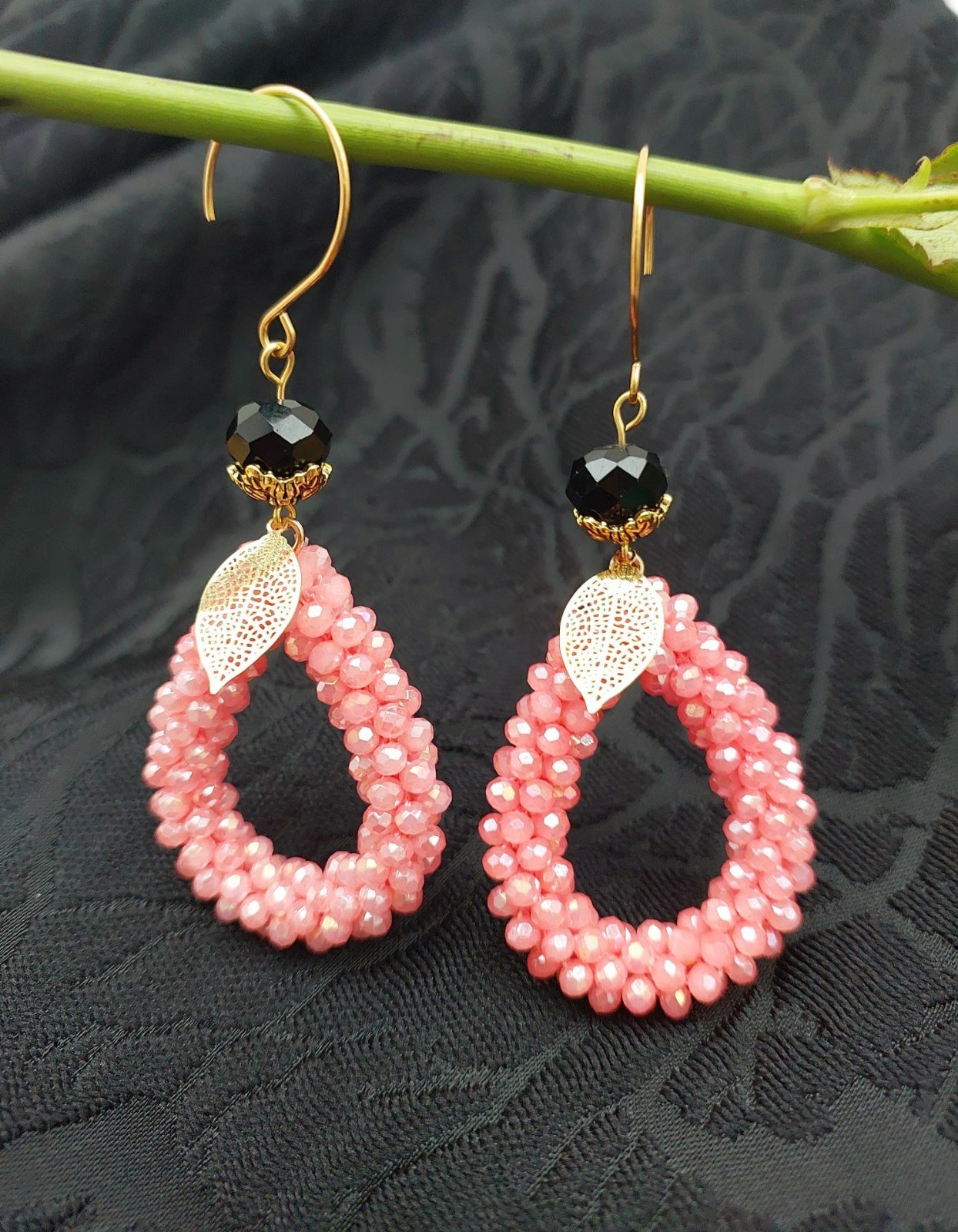 Shimmer Teardrop Dangle Earrings - Peach - 58969.jpeg Glinsterende druppel oorbellen - perzik