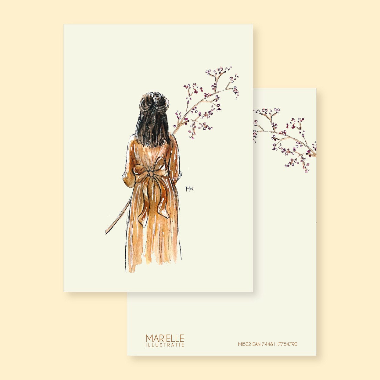 vrouw achterzijde, wenskaart 10x15cm