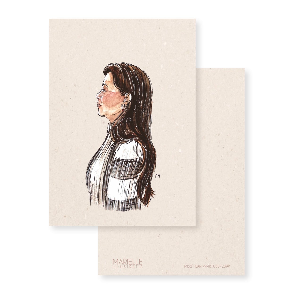 vrouw, wenskaart 10x15cm