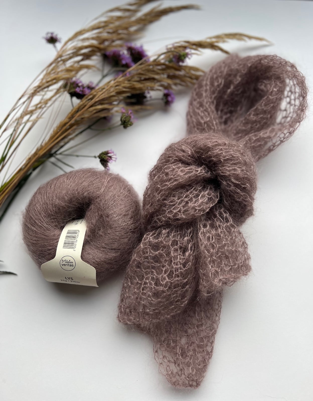 Handgebreide zijden mohair sjaal – taupe - 150557 Handgebreide zijden mohair sjaal – taupe