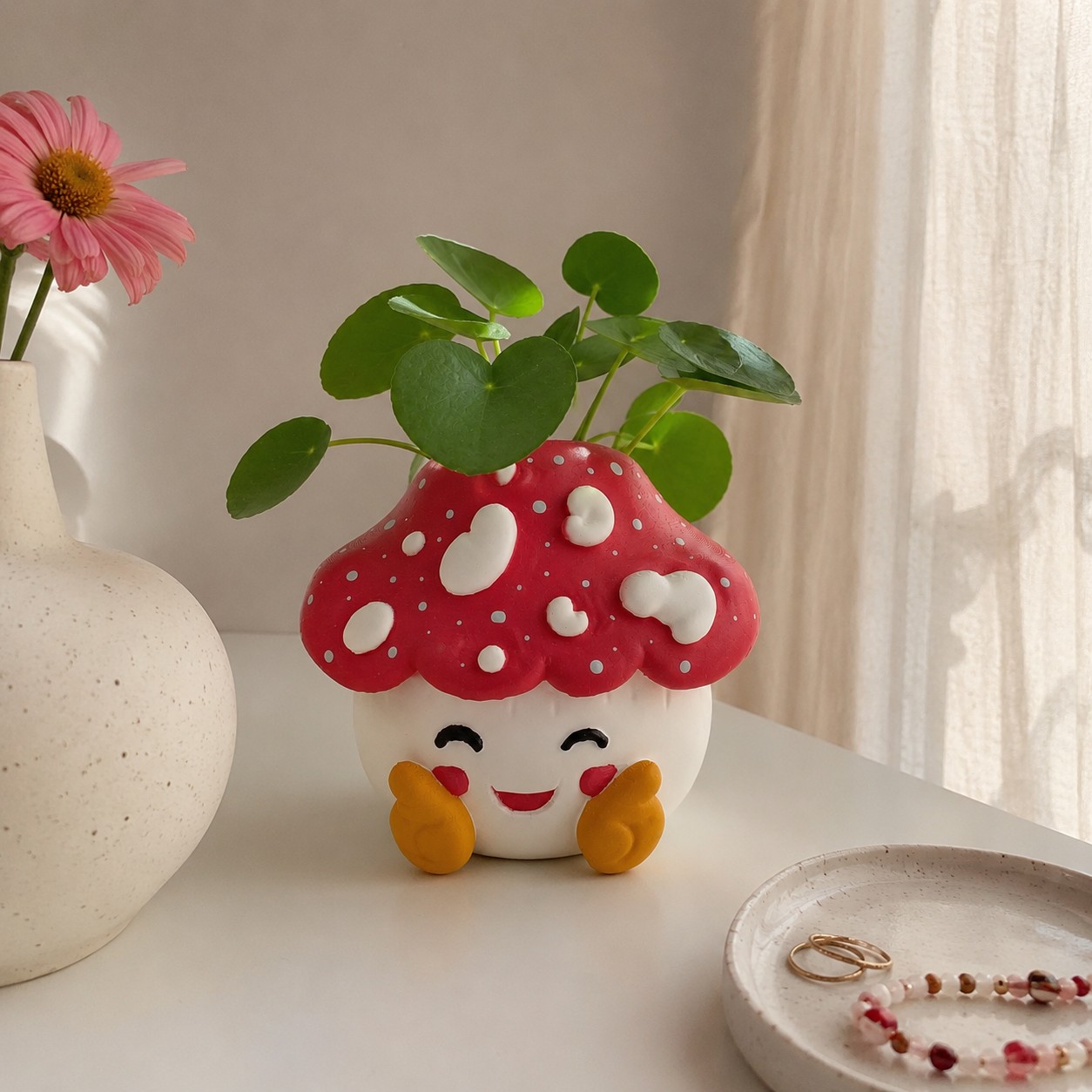 Handgemaakt Paddenstoelen Plantpotje – Kawaii Bloempotje van Plant-… - 127884 Kawaii Paddenstoelen Plantpotje | Handgemaakt Cute Bloempotje voor Stekjes & Mini Plantjes