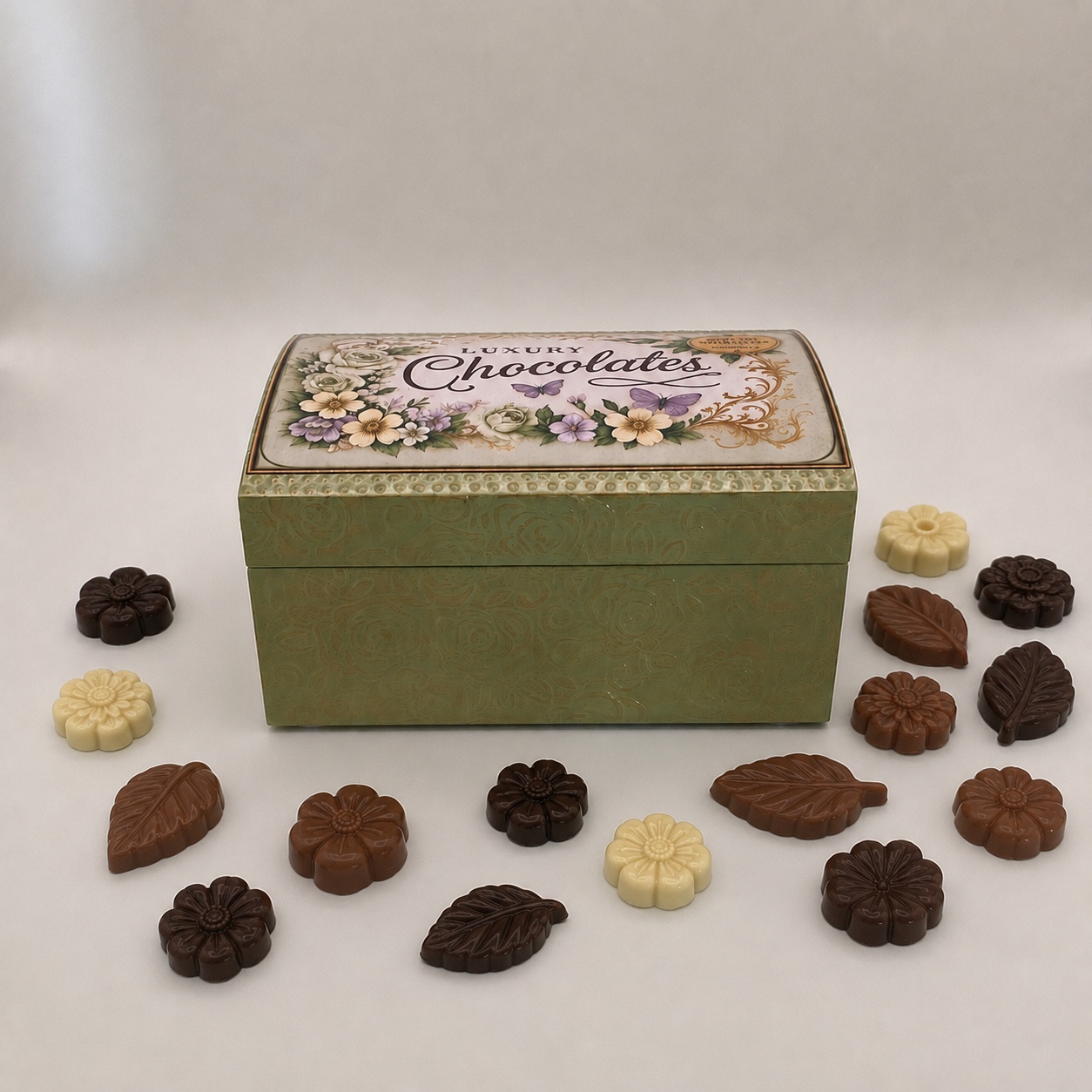 Handgedecoreerde bamboe bewaardoos ‘Chocolate’ - 146094 Handgedecoreerde bamboe bewaardoos ‘Chocolate’