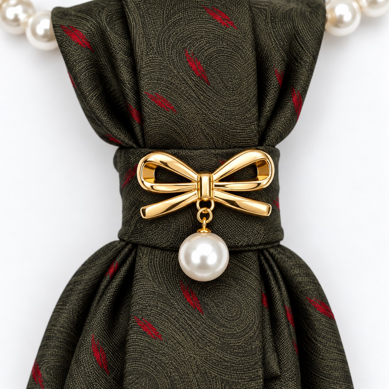 Stropdas ketting Tie necklace Stropdas met ketting en broche bruin me… - 151951 Stropdas ketting Tie necklace Stropdas met ketting en broche bruin met strik