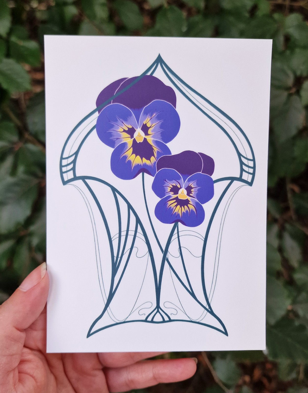 Set van 4 Art Nouveau Bloemen Kaarten