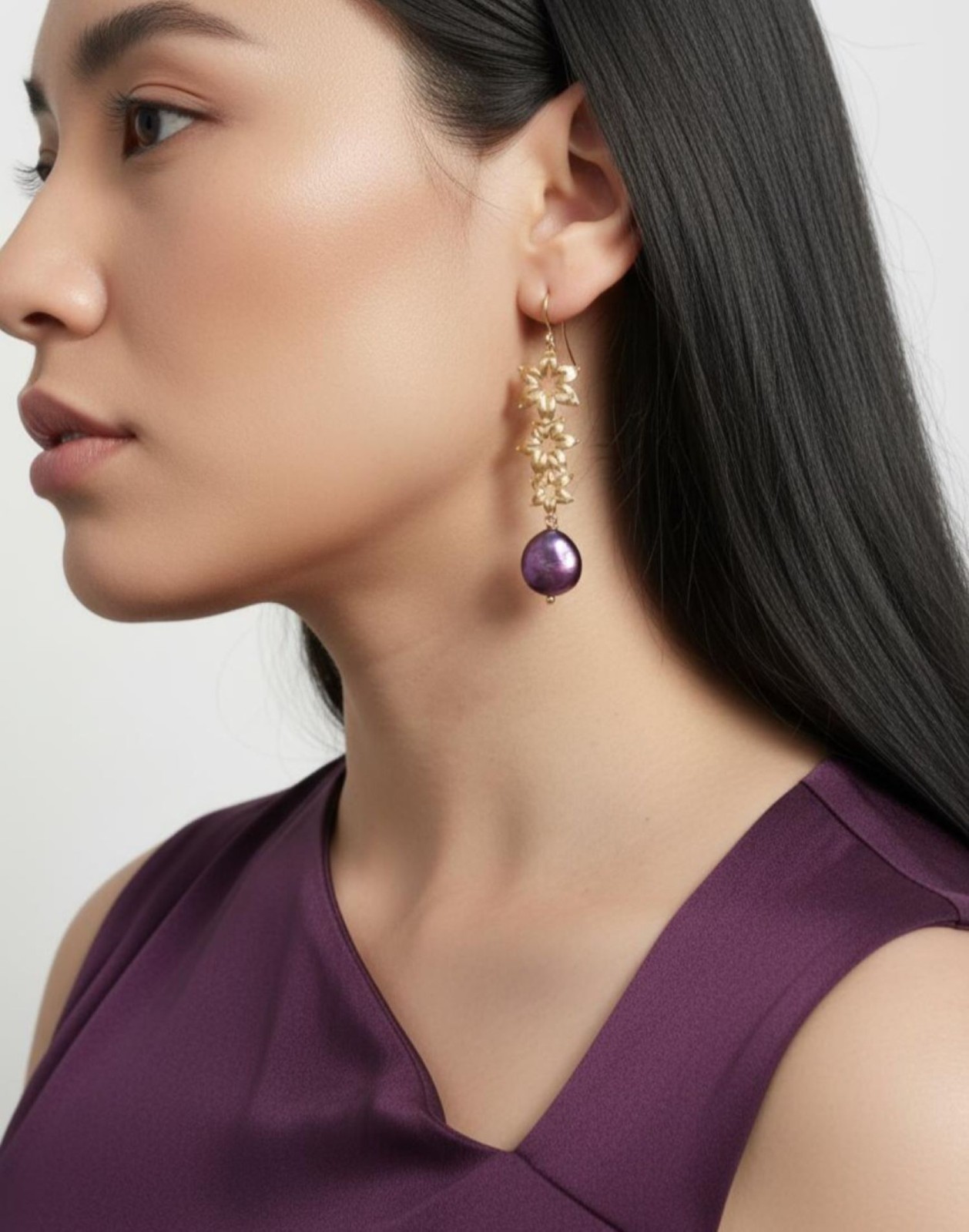 Paarse pareloorbellen