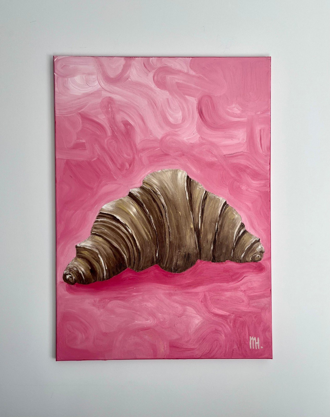 Schilderij "Je veux une croissant" - origineel kunstwerk van olieverf