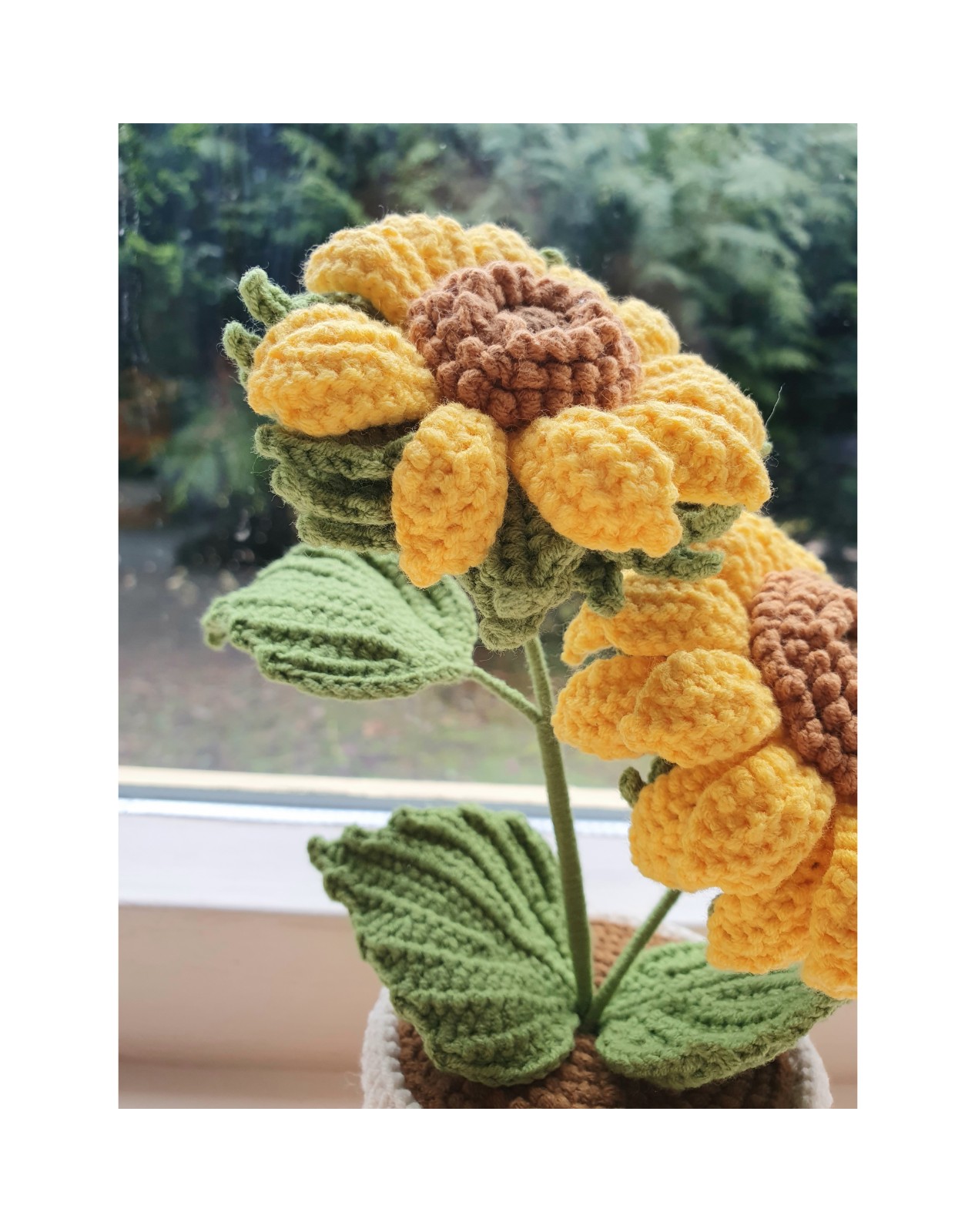 Gehaakte zonnebloem in sierpot – handgemaakt met luxe details
