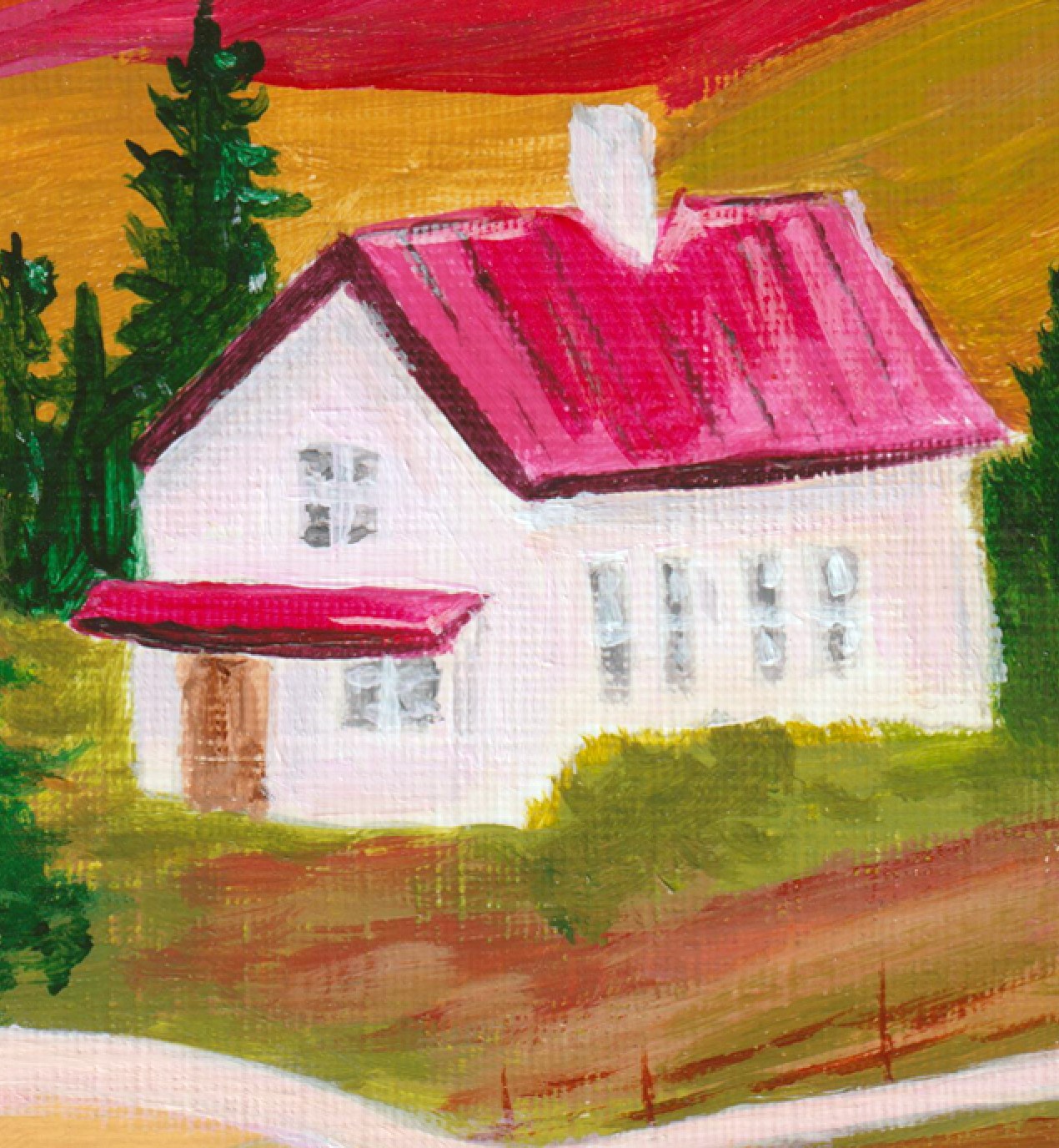 Dream House A4 – Kunstprint berglandschap met huisje