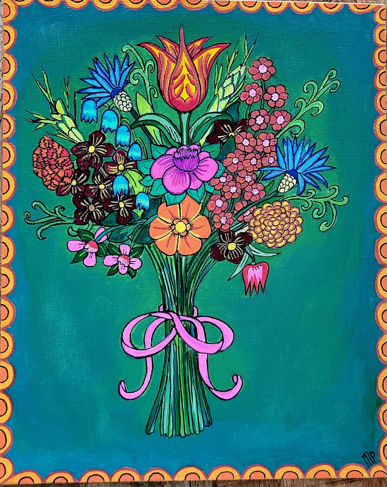Canvas "Boeket' origineel canvas schilderij 30x24 - 149741 Canvas "Boeket' origineel canvas schilderij 30x24