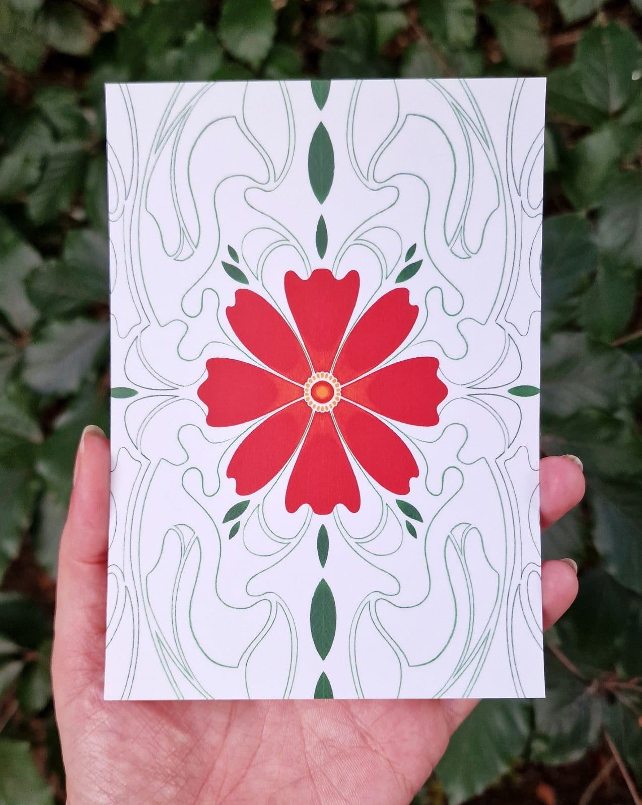 Set van 4 Art Nouveau Bloemen Kaarten