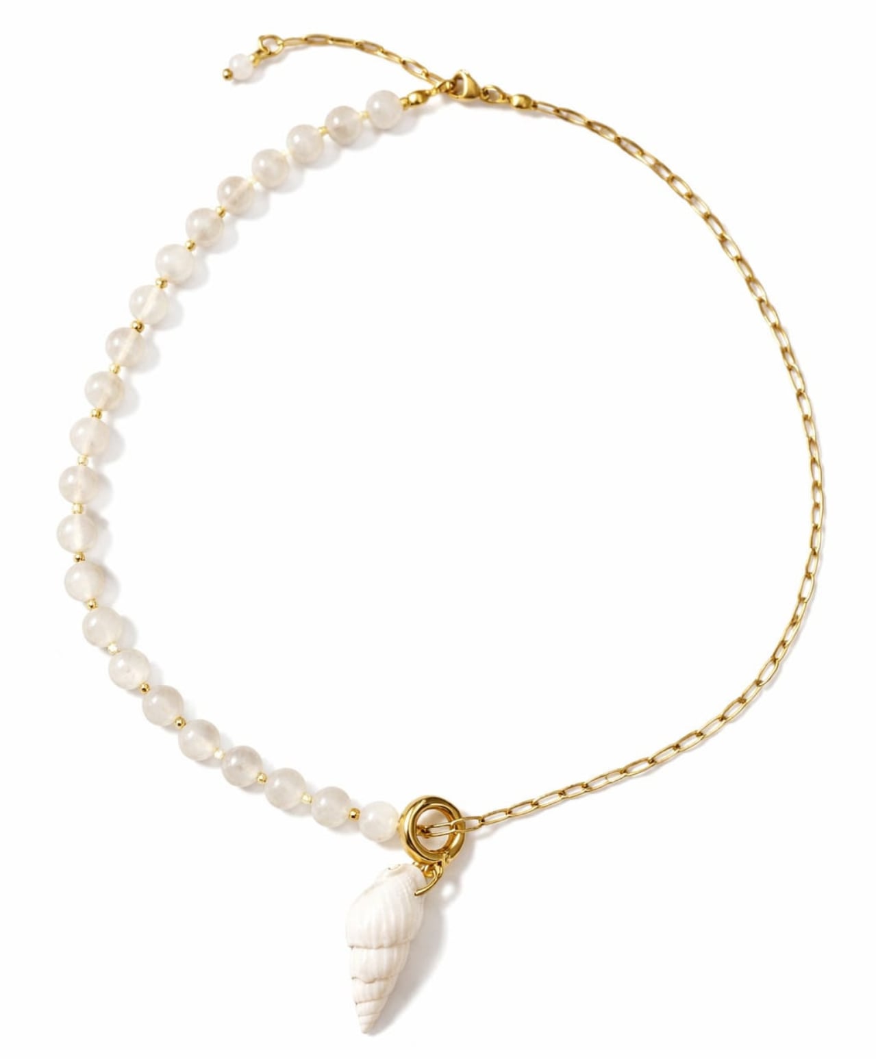 ✨ Solea – Schelp & Witte Jade Ketting - 127911 ✨ Solea – Schelp & Witte Jade Ketting