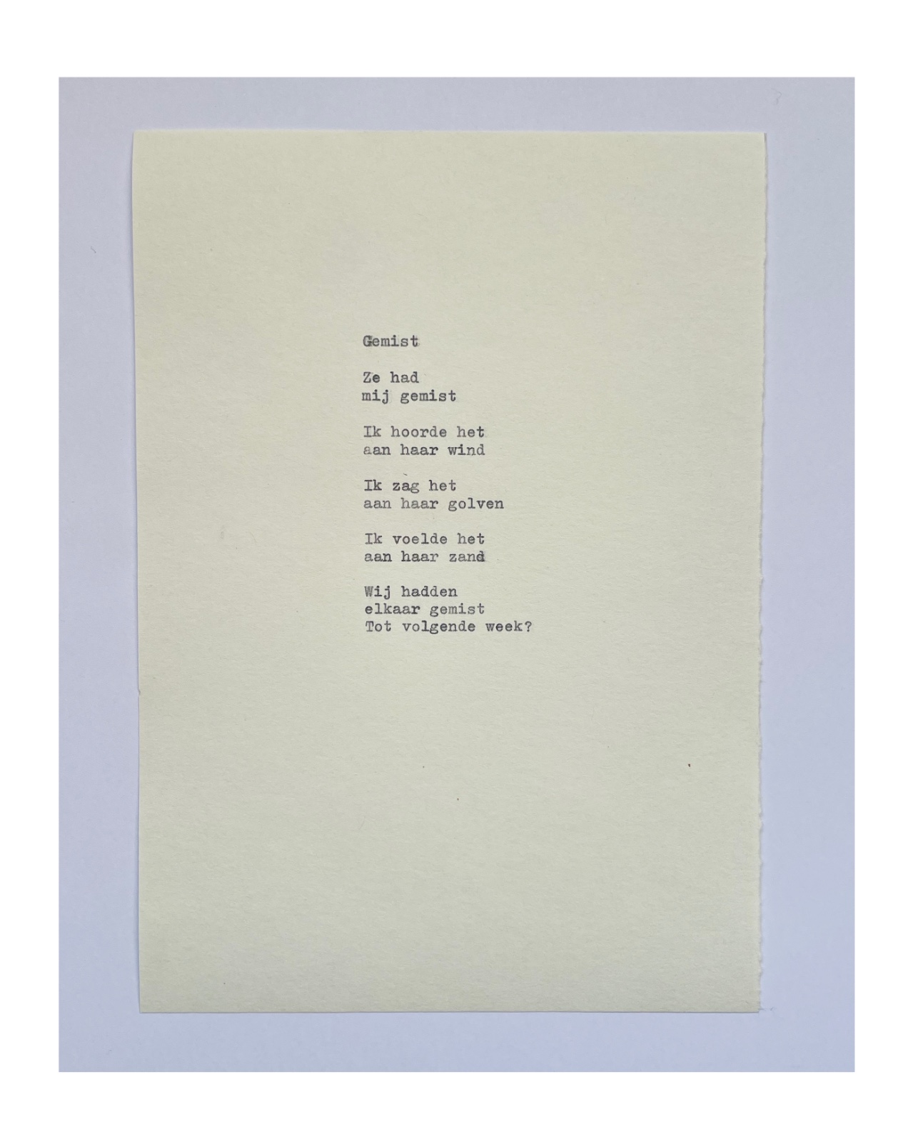 Gedicht - Gemist - 120698 Gedicht - Gemist