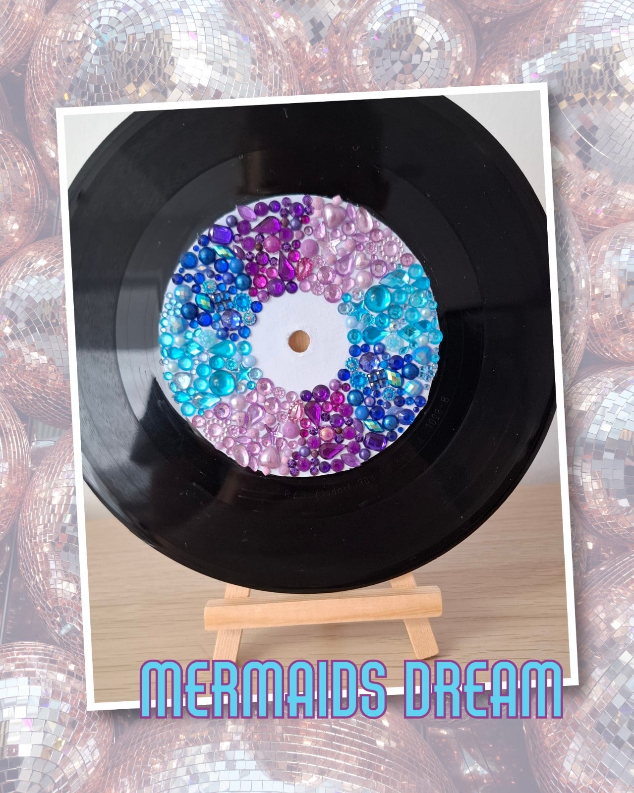 Kunst van vinyl: versierde LP 'Mermaids Dream' - 84561 Kunst van vinyl: versierde LP 'Mermaids Dream'