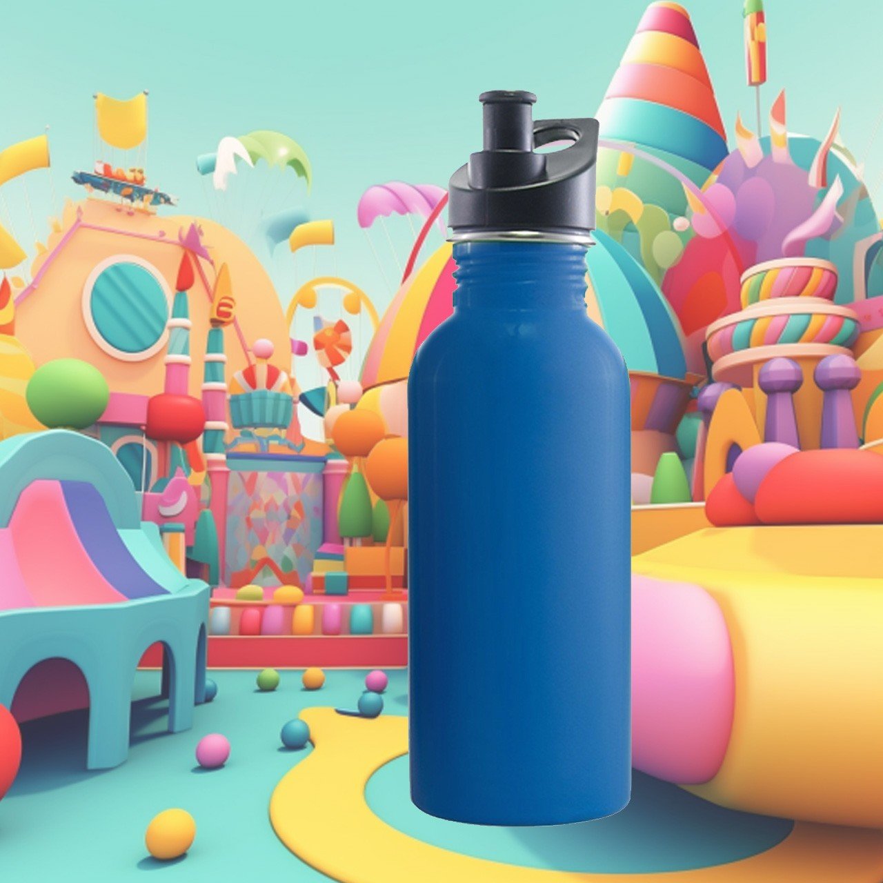 500ml. RVS Blue Bottle drinkfles voor op school | sport | evenement - met Anti-drup-dop