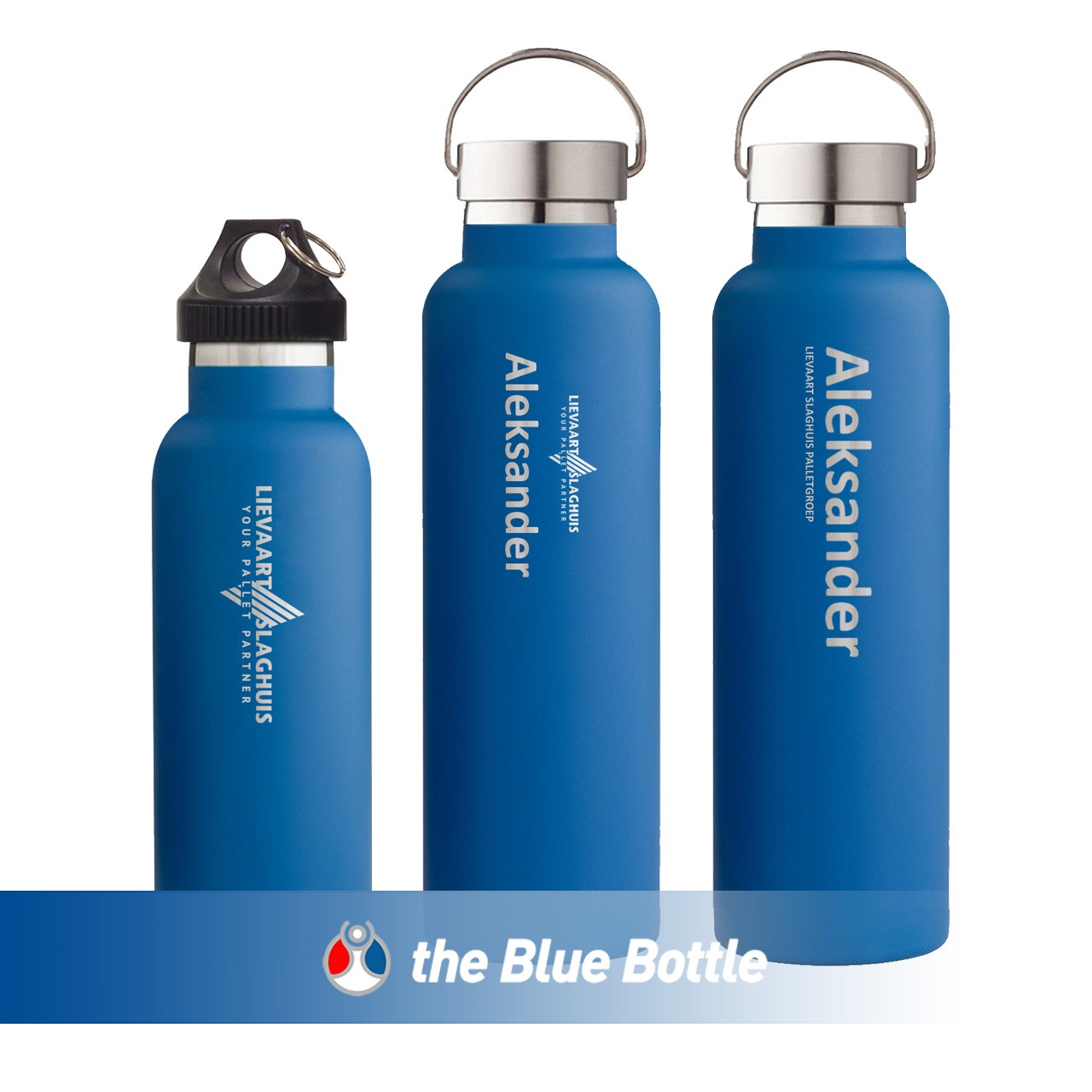 750ml. Blue Bottle - RVS thermosfles met Bamboo dop