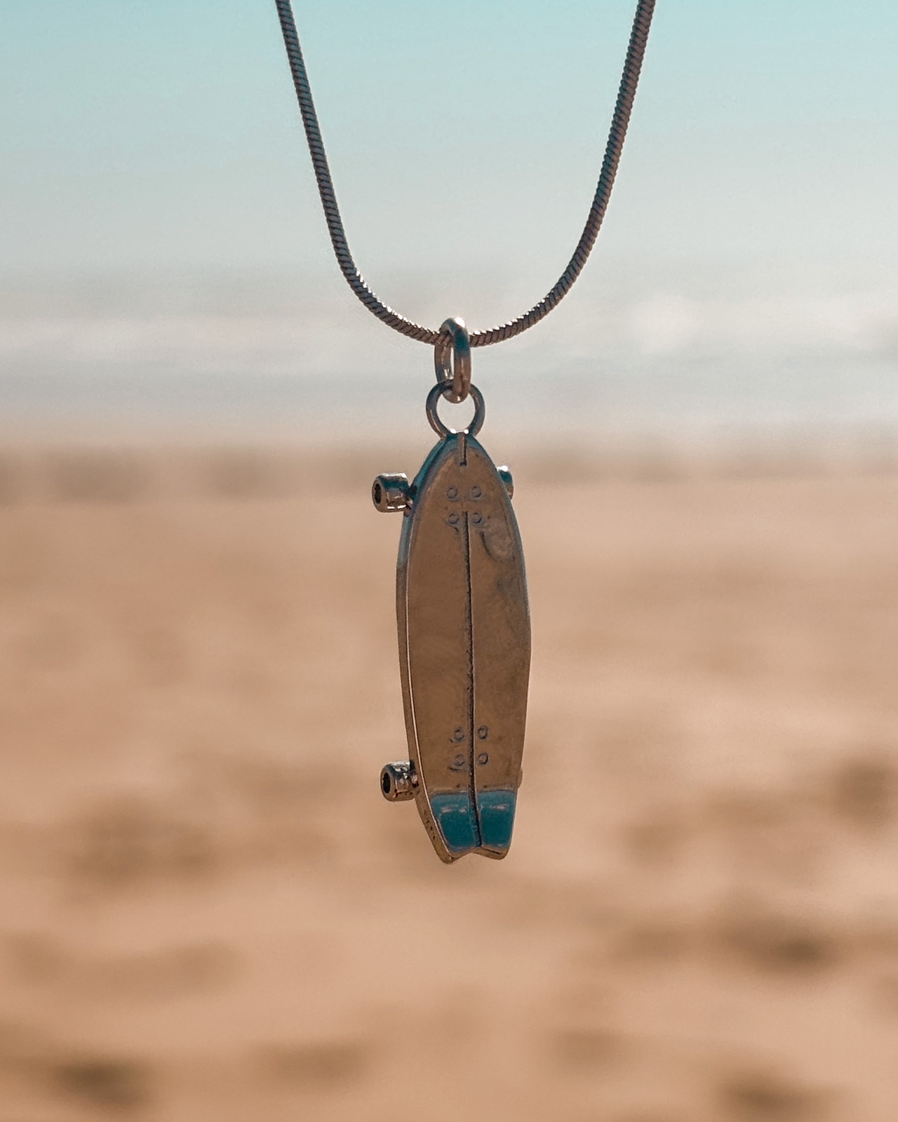 Oceaan Surfskate ketting zilver