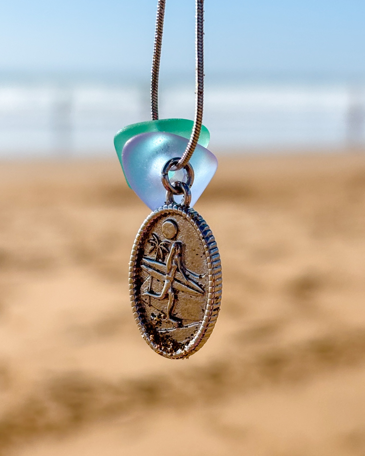 Zeeglas Skategirl ketting zilver - 78742 Zeeglas Skategirl ketting zilver