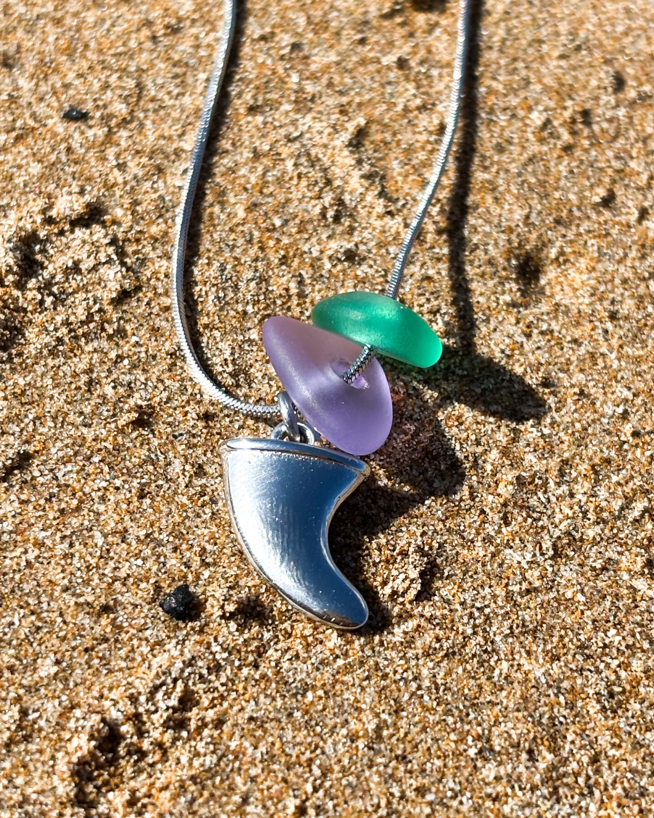 Zeeglas Vin ketting zilver