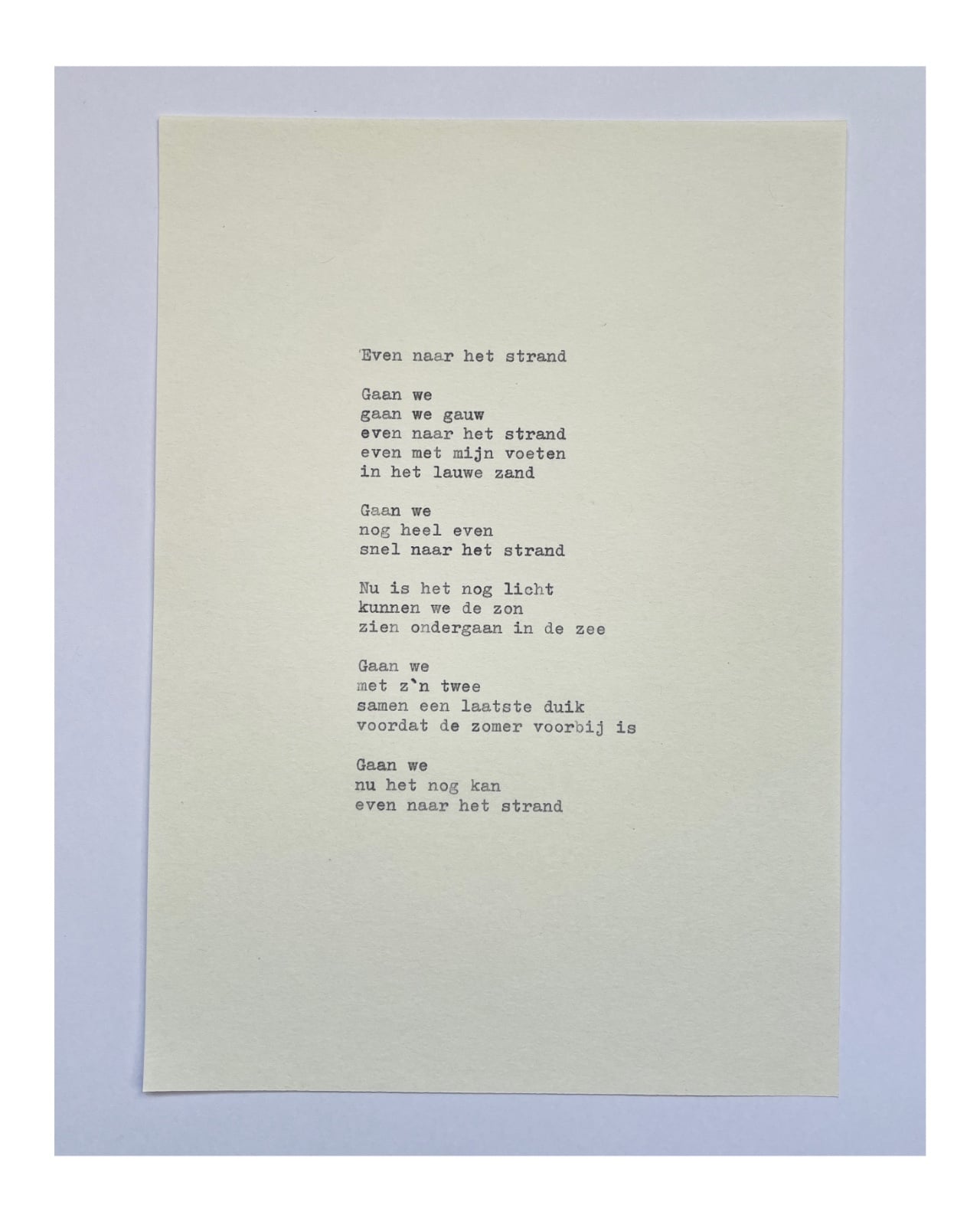 Gedicht - Even naar het strand